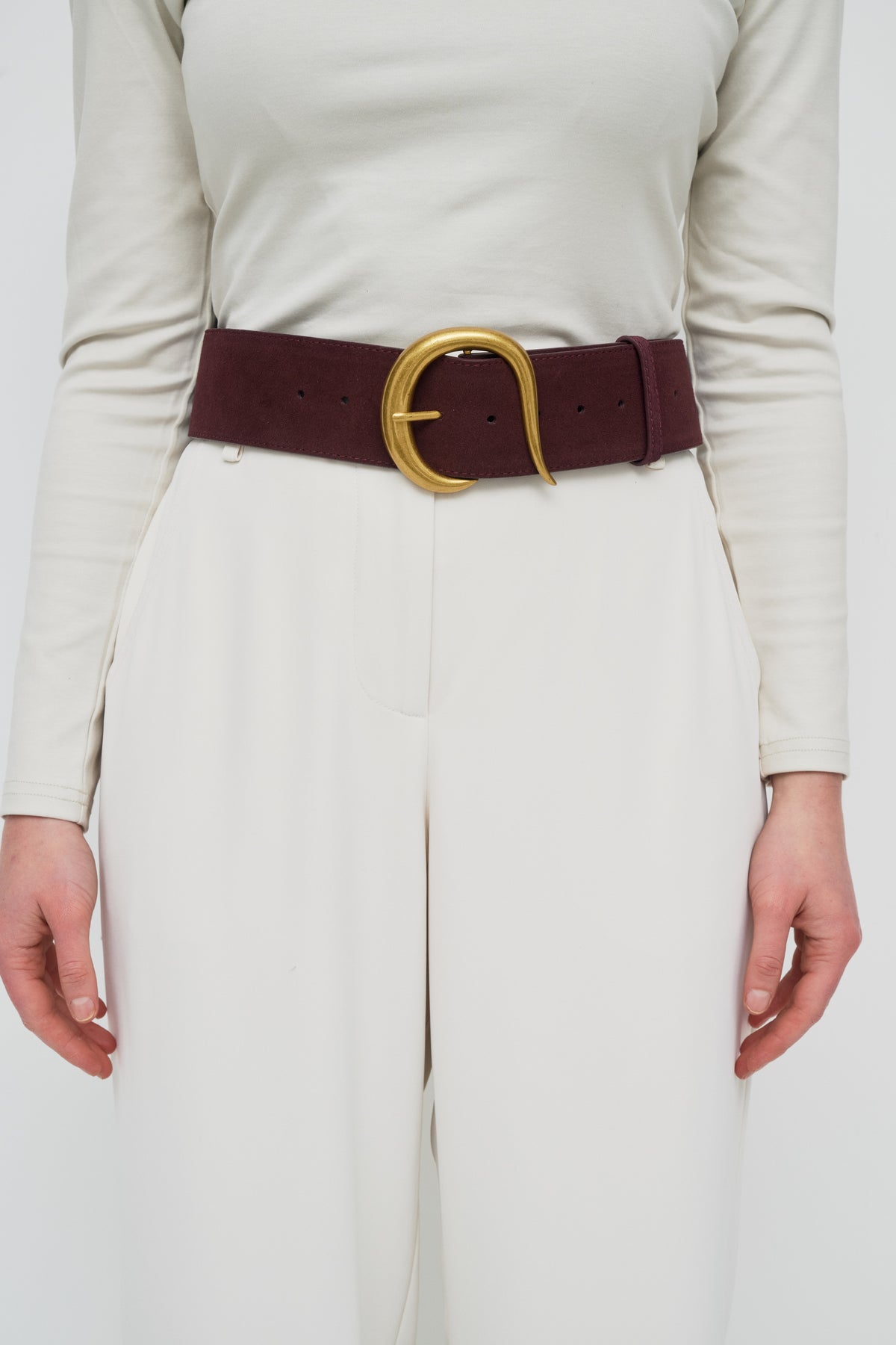 Suede Statement Buckle Belt - Mulberry