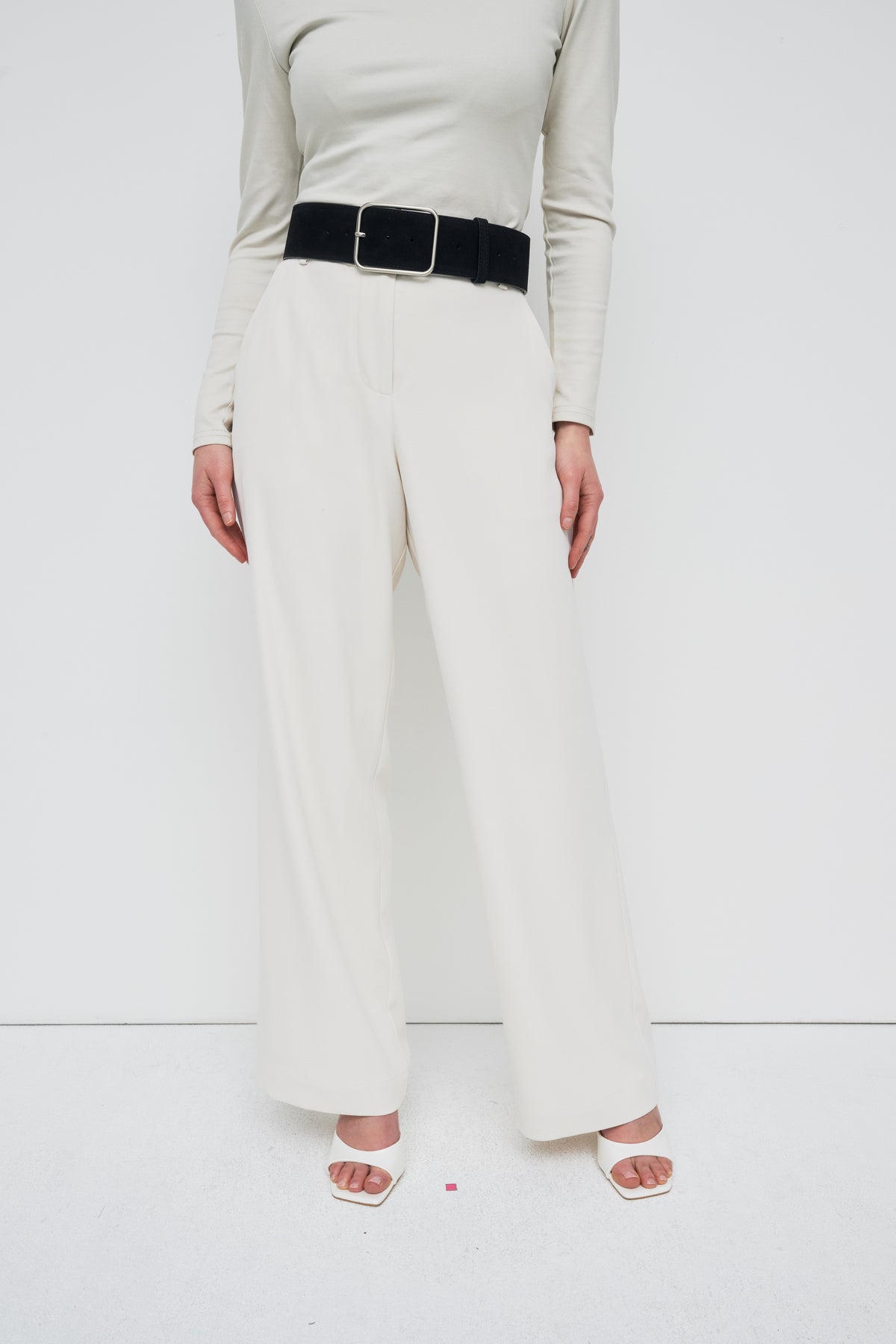 Classic Silver Buckle Belt - Black
