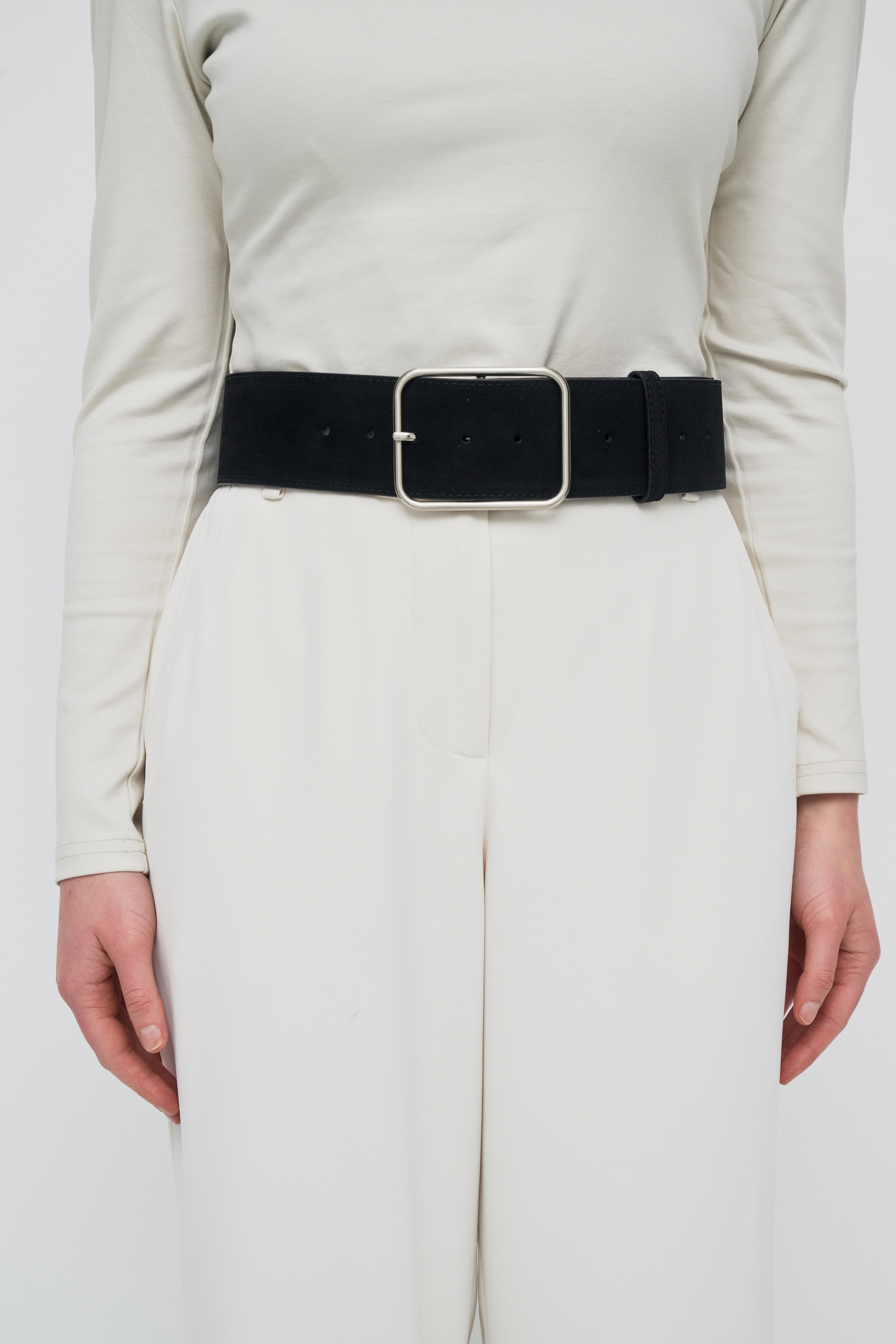Classic Silver Buckle Belt - Black