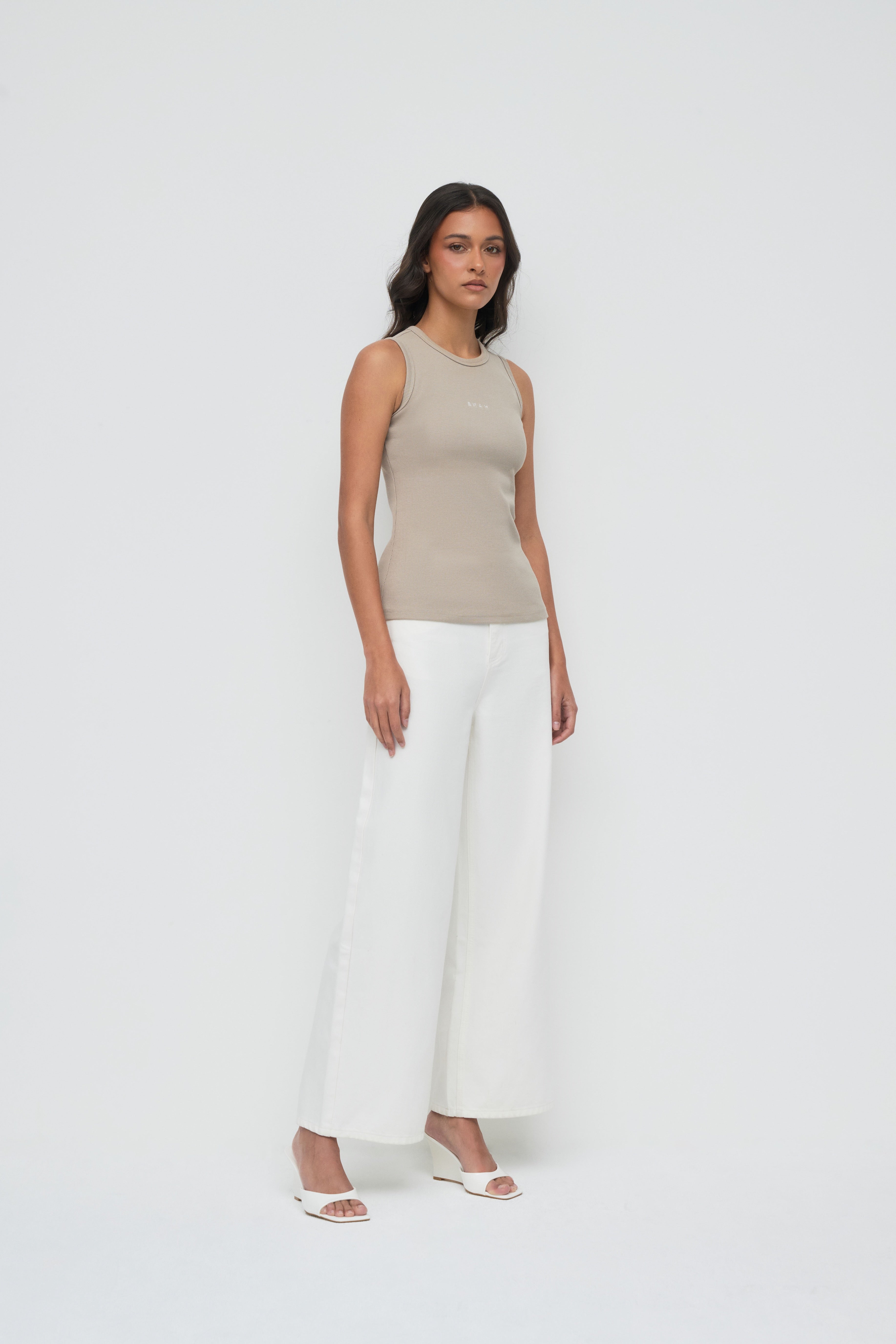 Core Ribbed Tank - Taupe