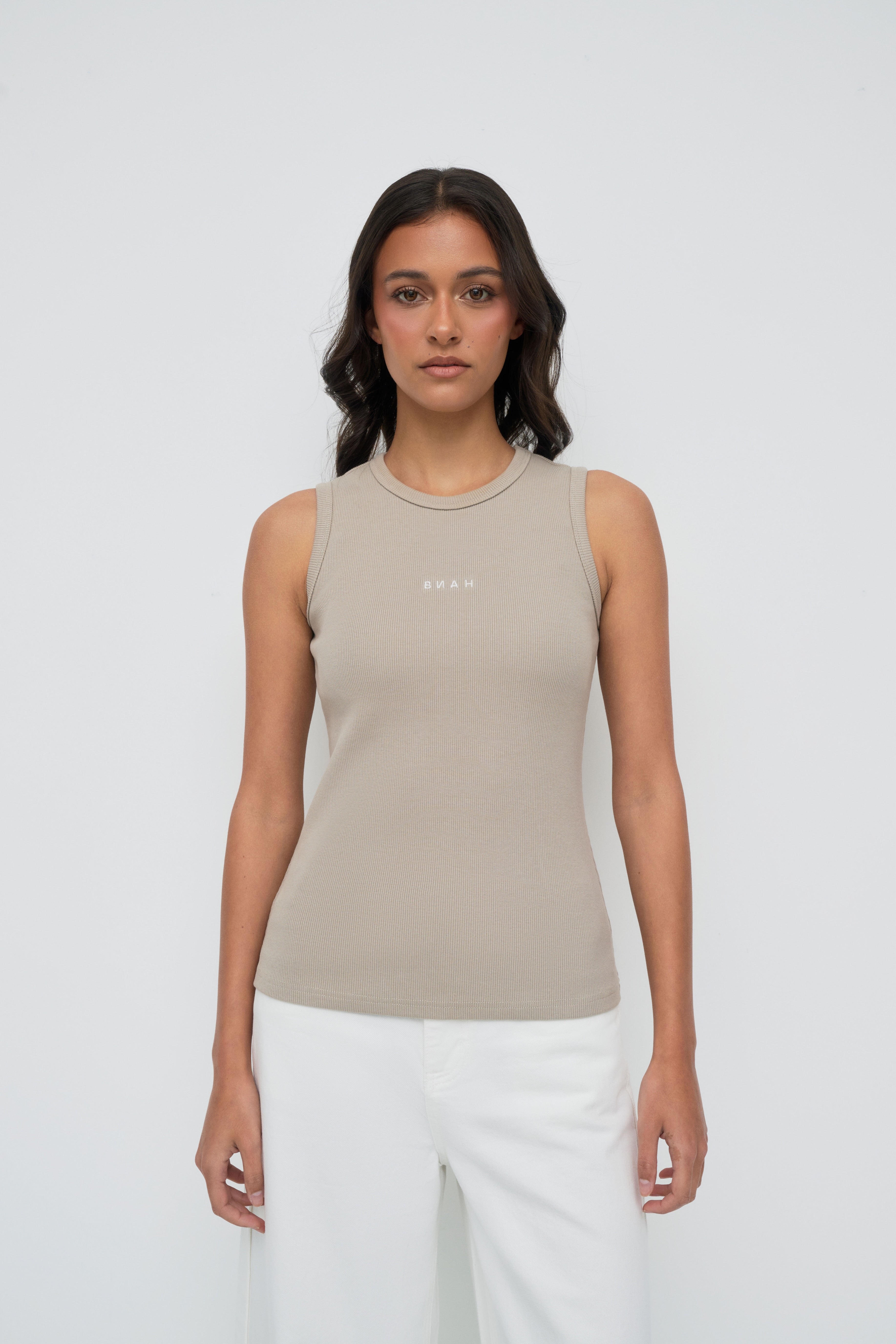 Core Ribbed Tank - Taupe