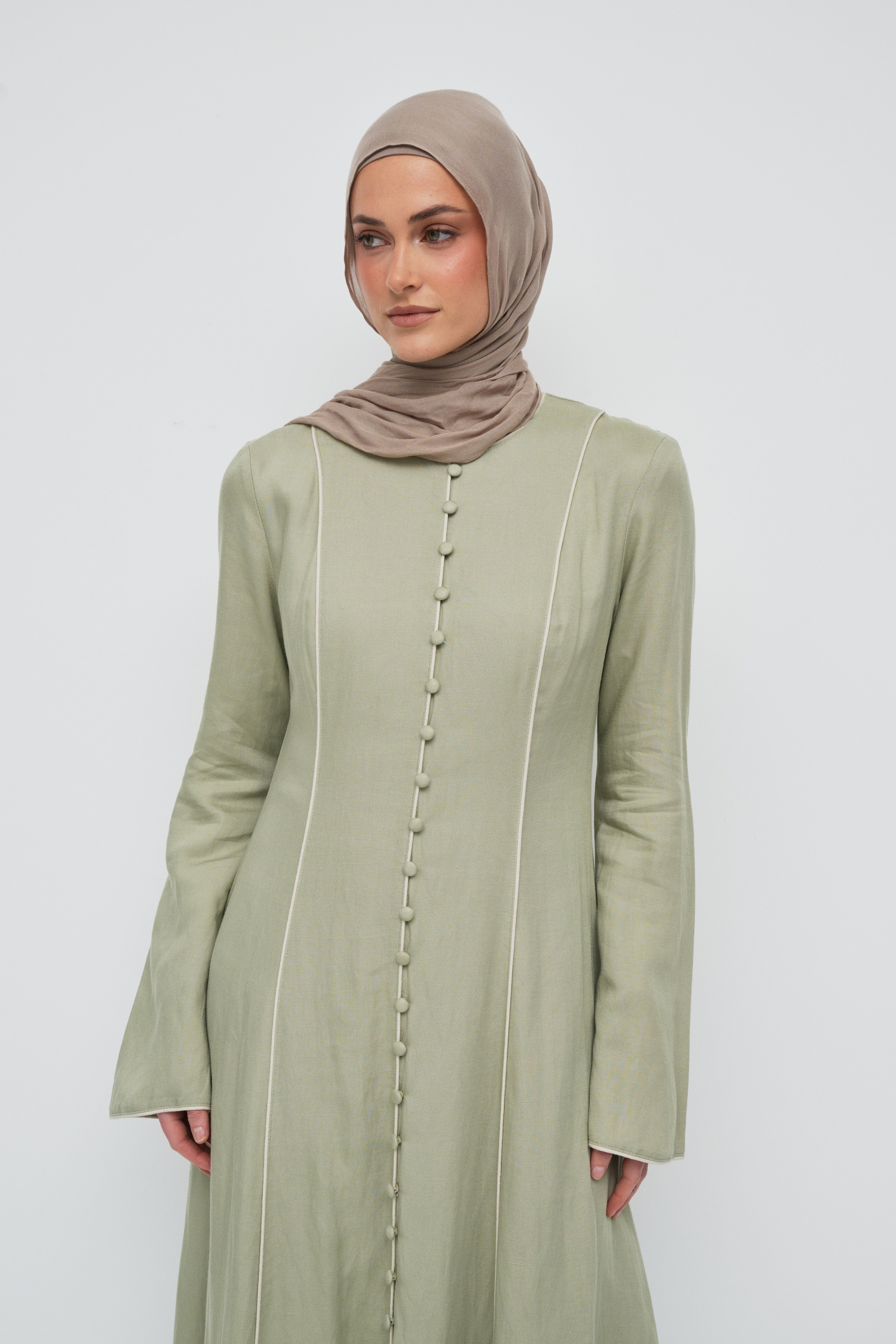 Taliyah Contrast Panel Dress - Pistachio