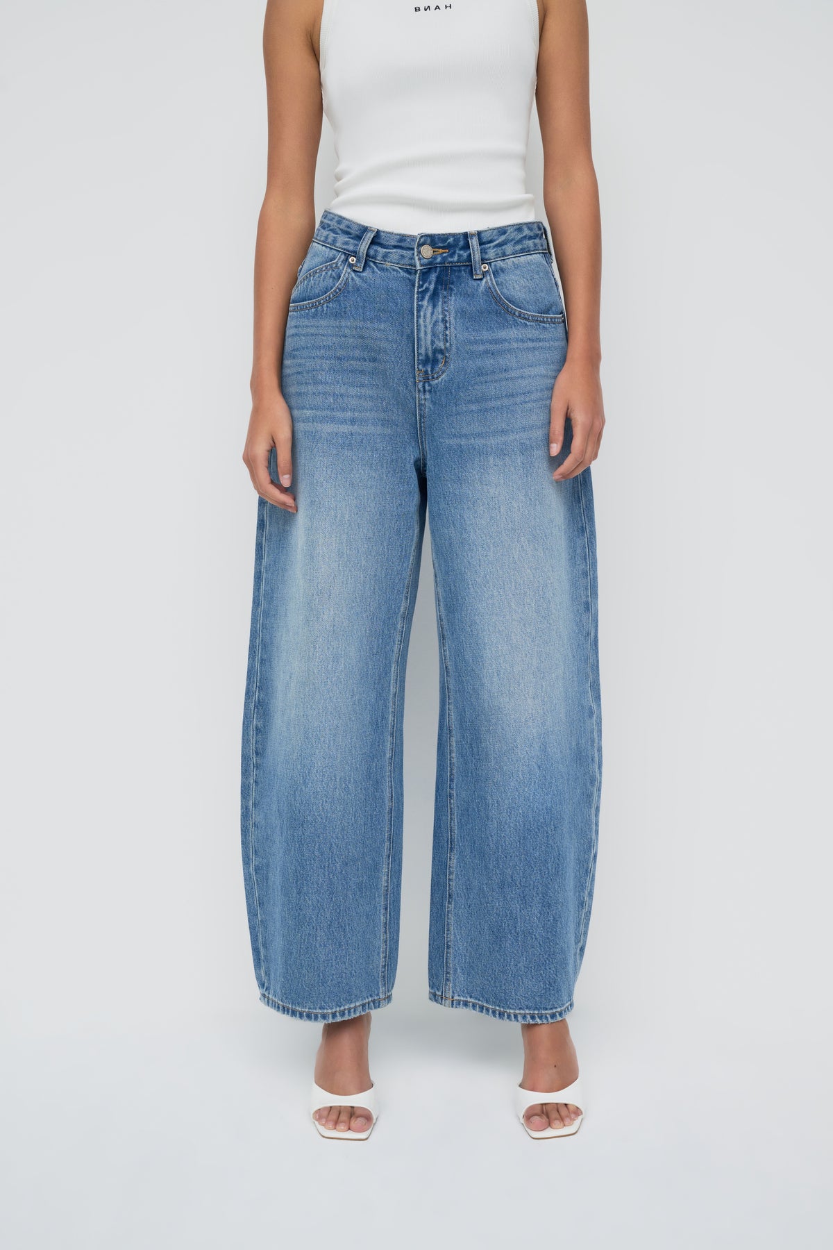 Denim Barrel Leg Jeans - Classic Blue