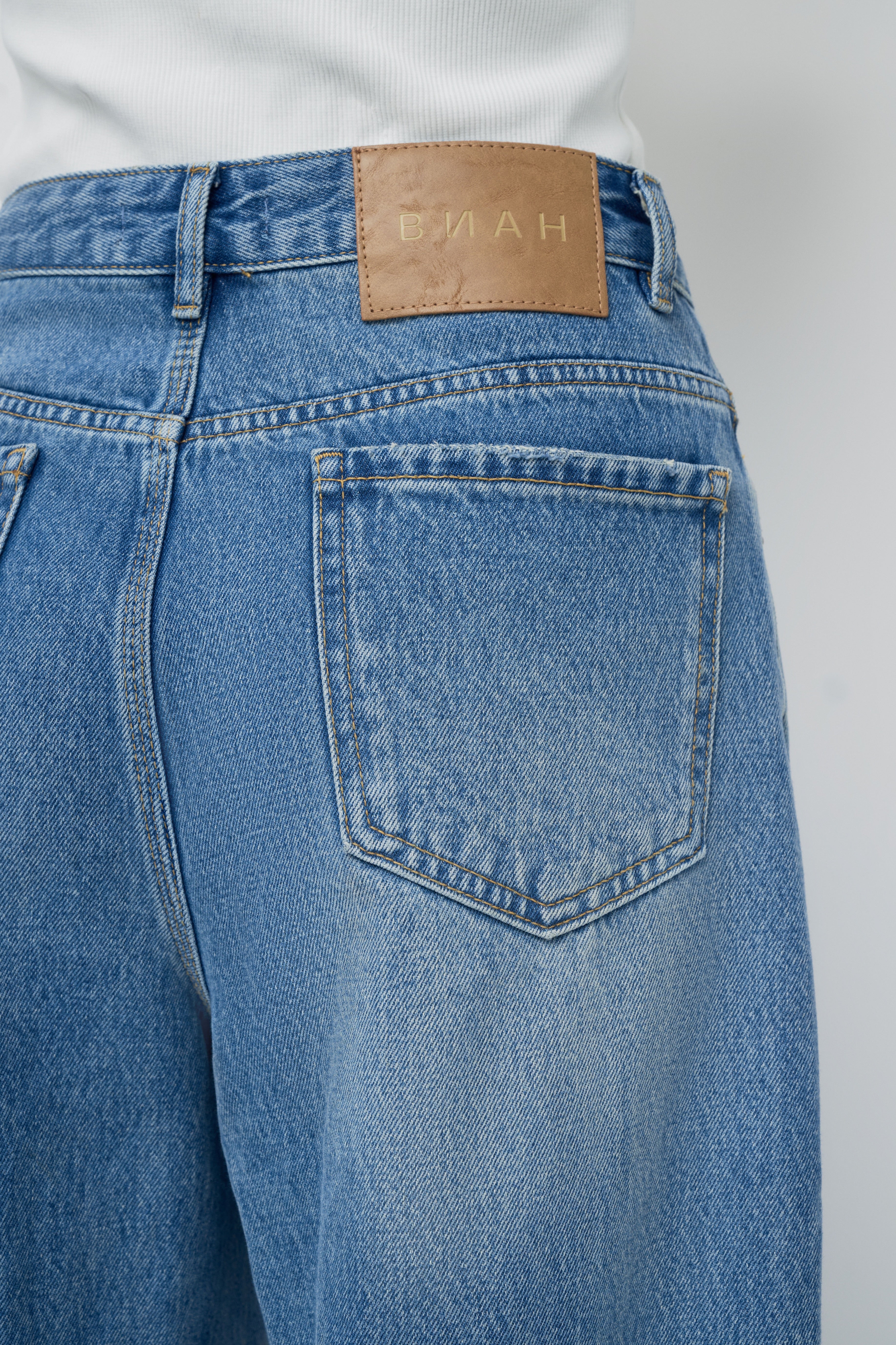 Denim Barrel Leg Jeans - Classic Blue