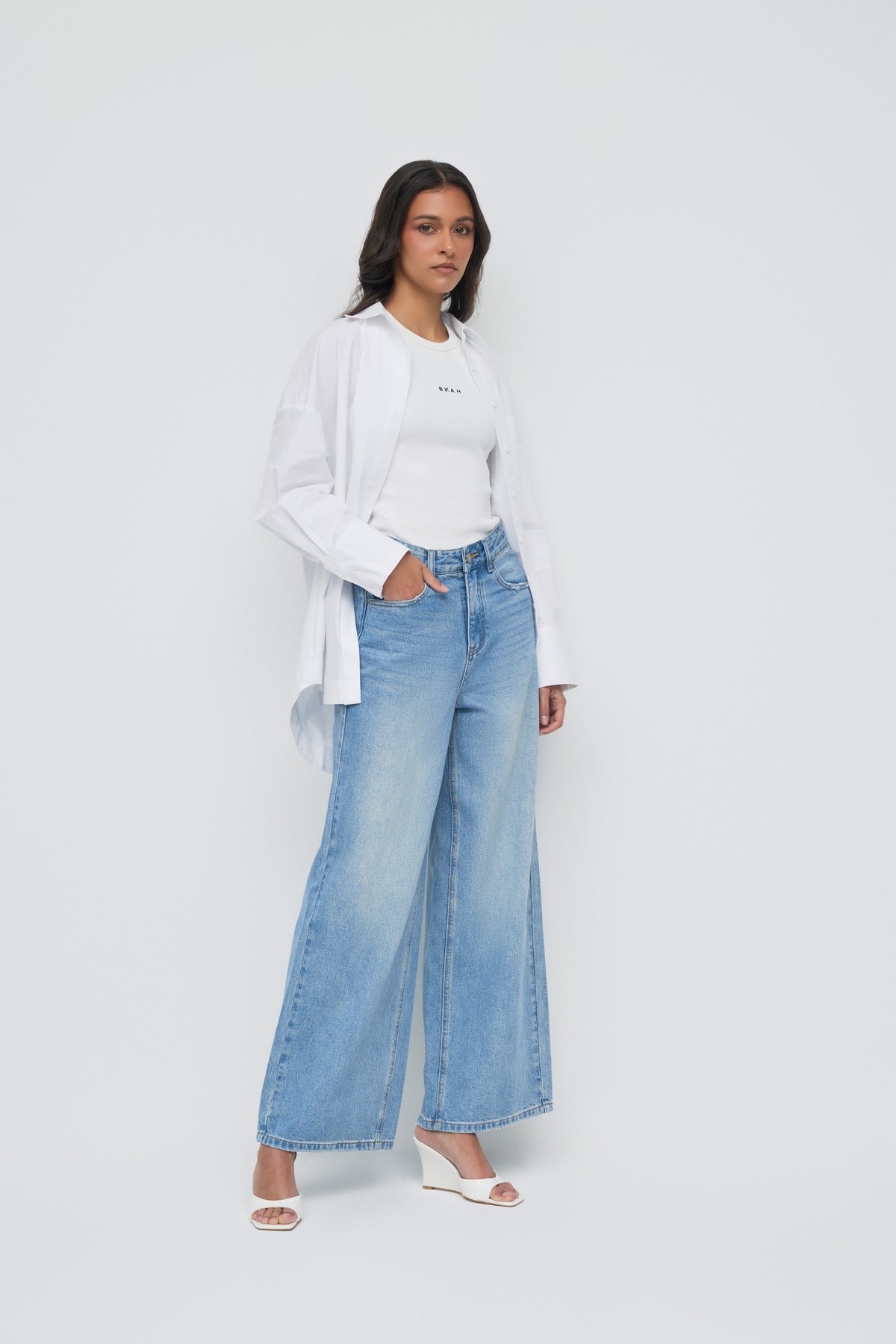 Noa Wide Leg Jeans - Blue