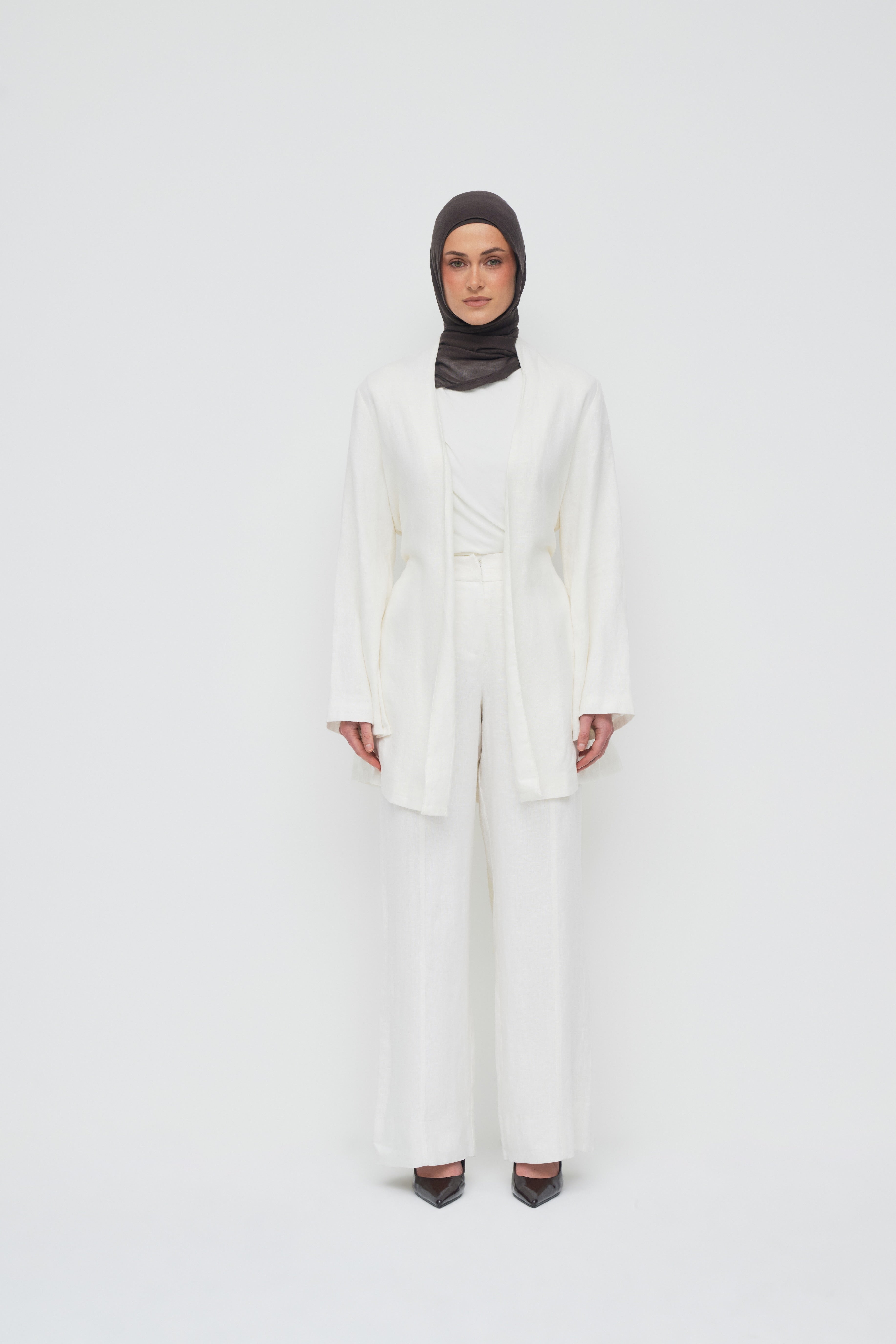 Anaya Open Blouse - Powder White