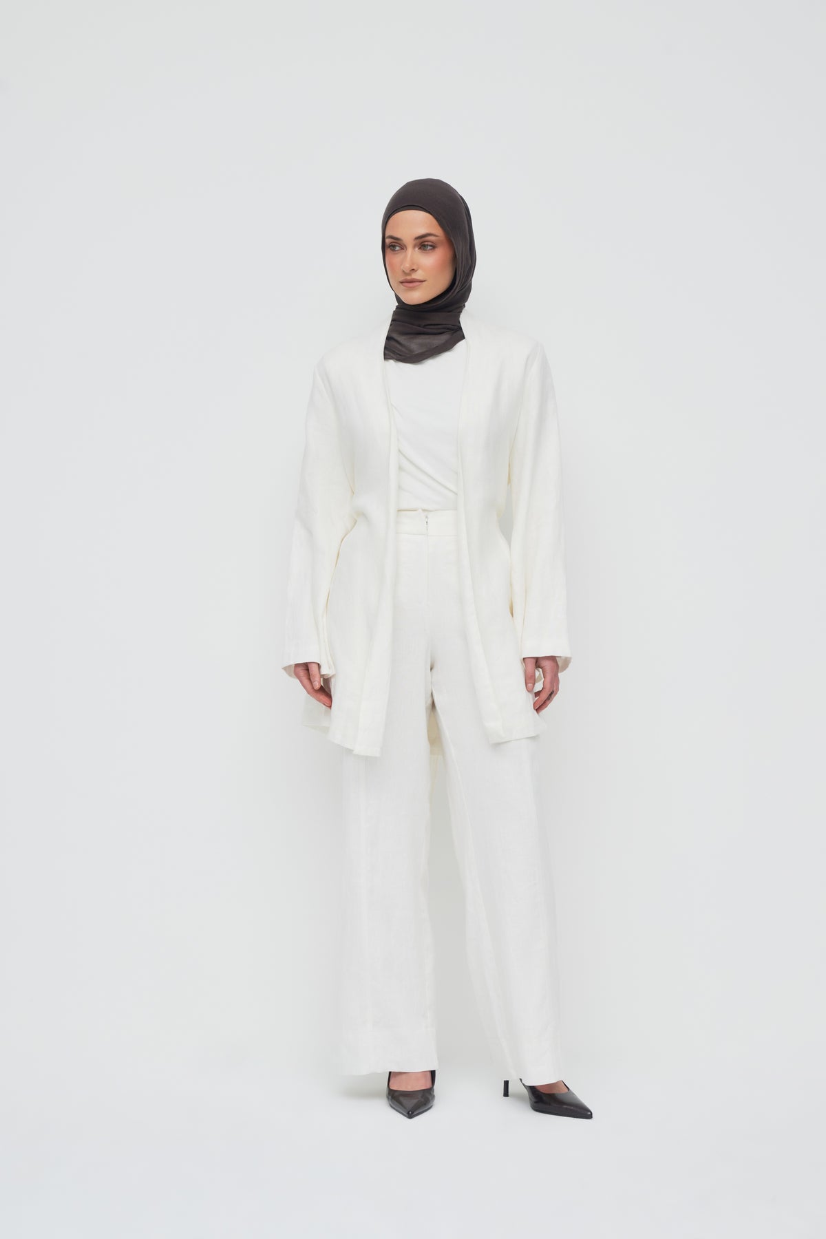 Anaya Open Blouse - Powder White