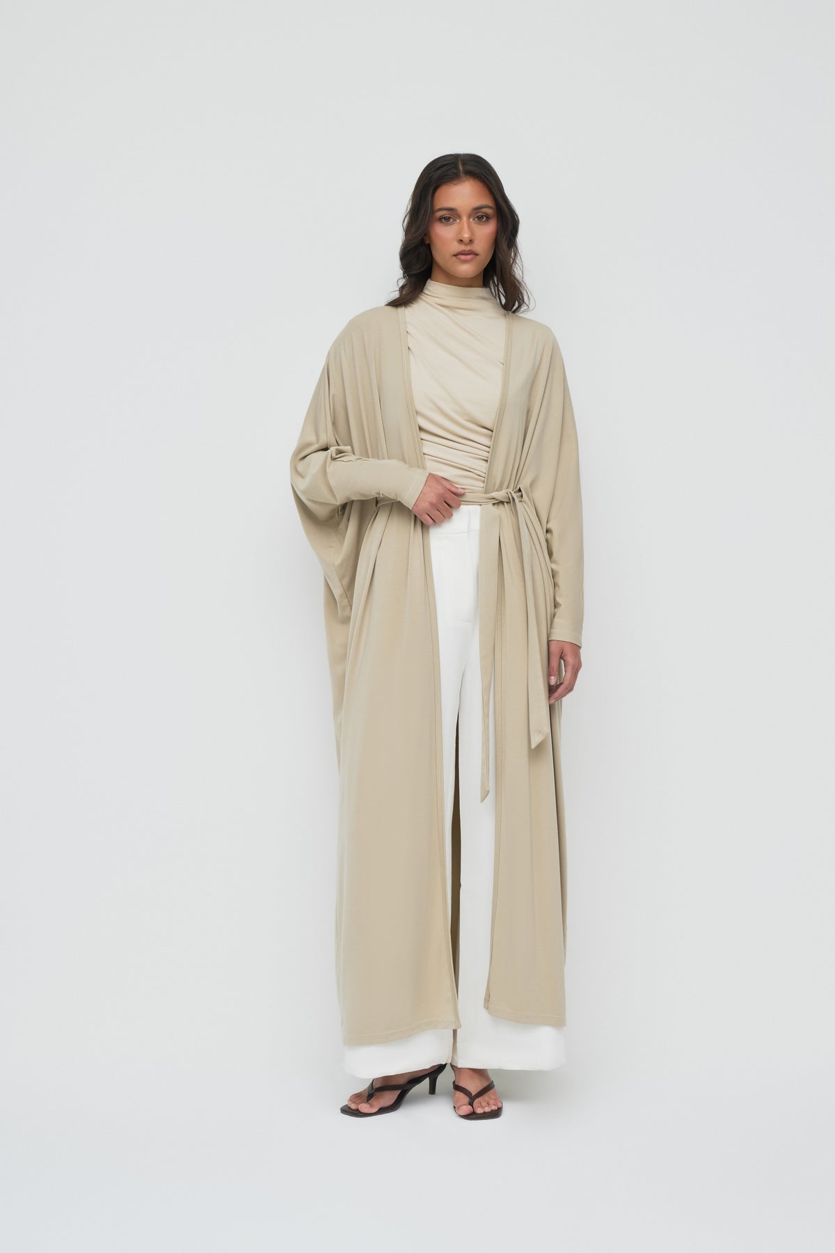 Modal Batwing Tie Abaya - Washed Olive