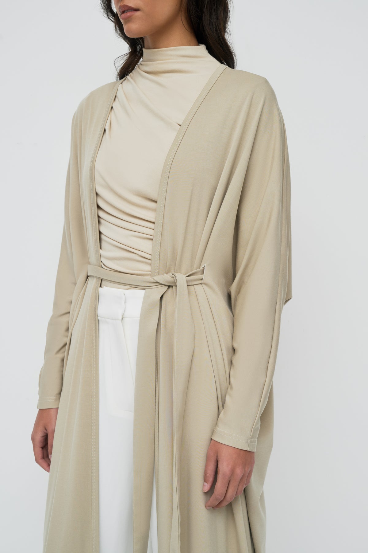 Modal Batwing Tie Abaya - Washed Olive