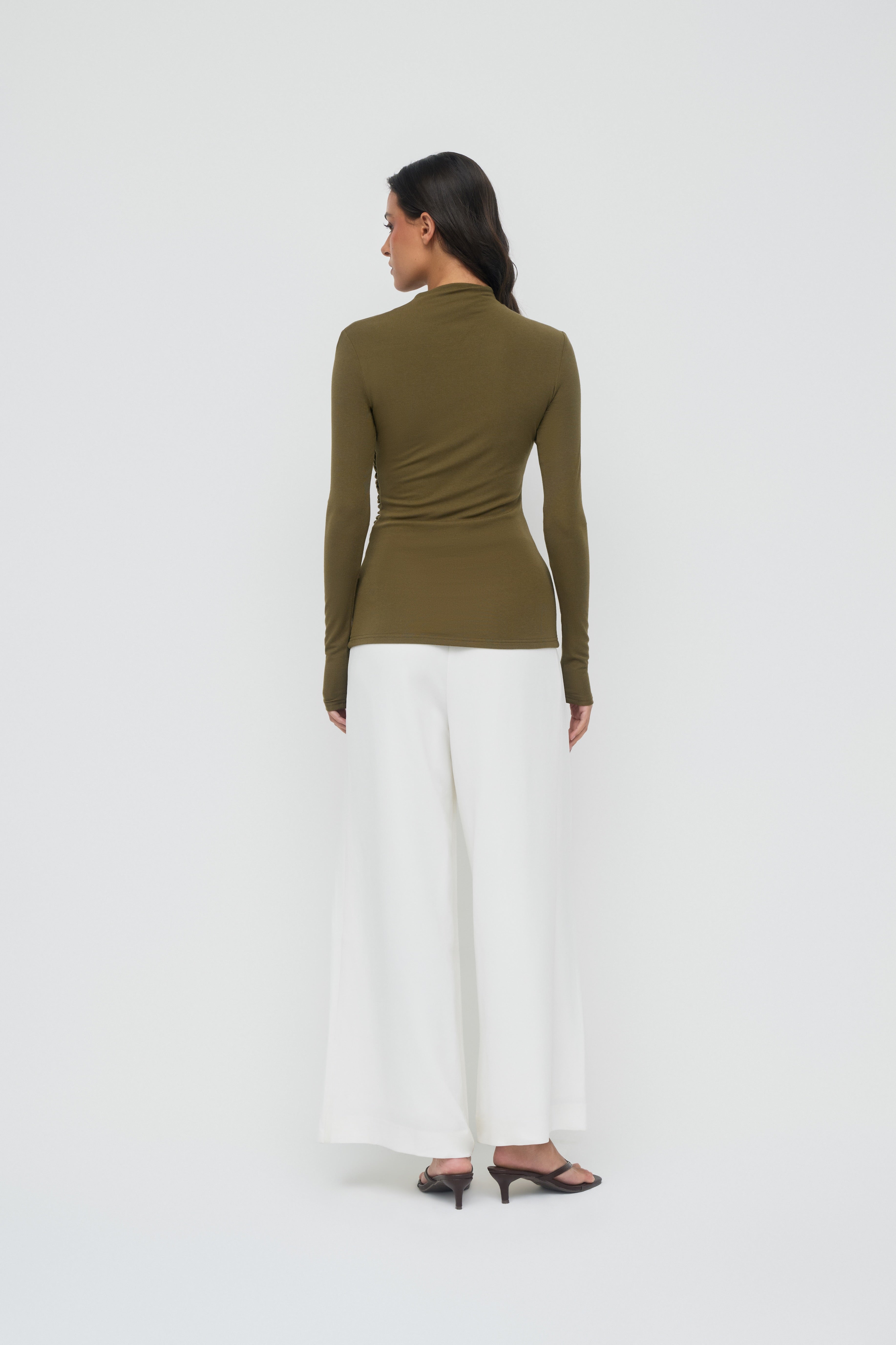 Modal Ruched Top - Olive