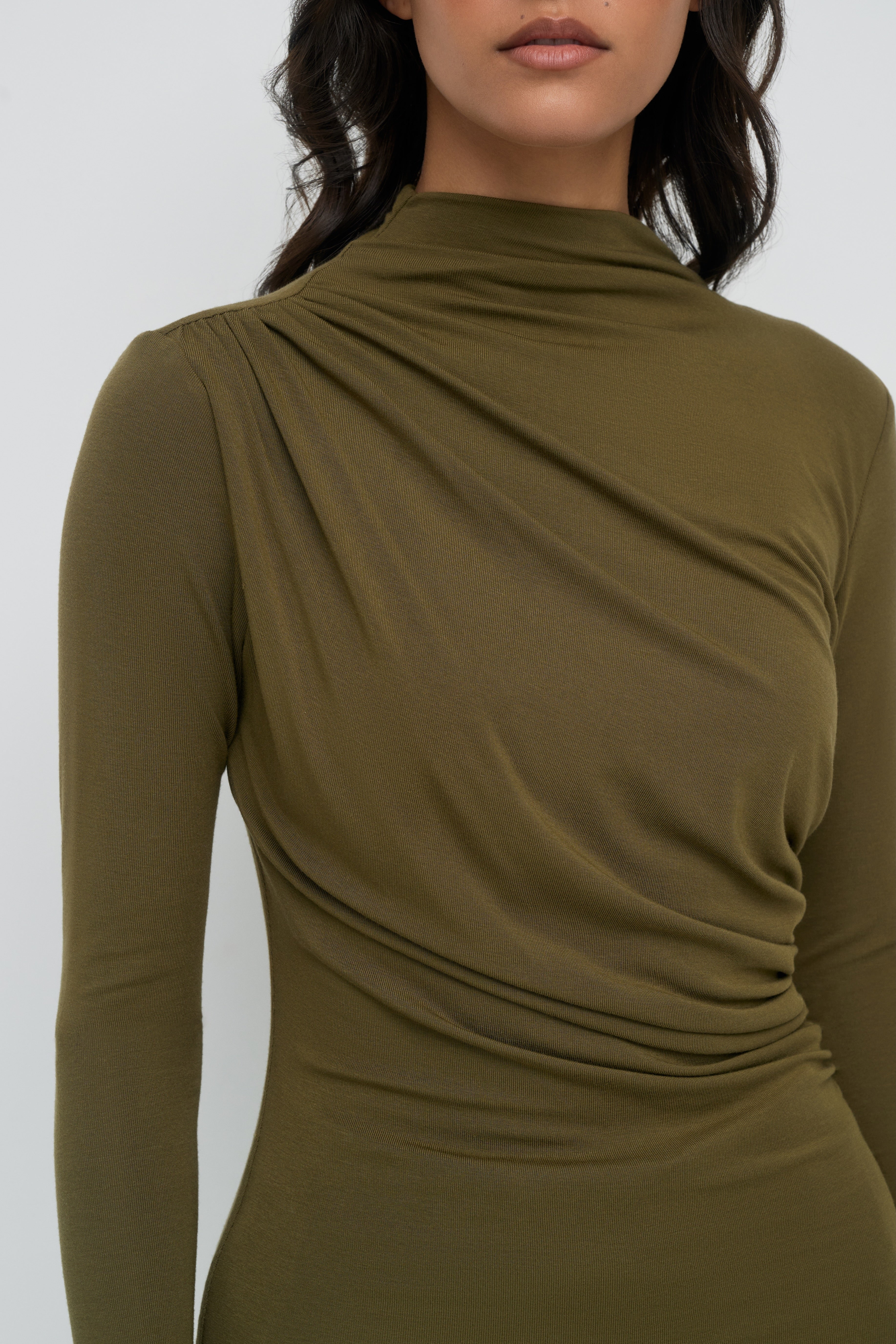 Modal Ruched Top - Olive