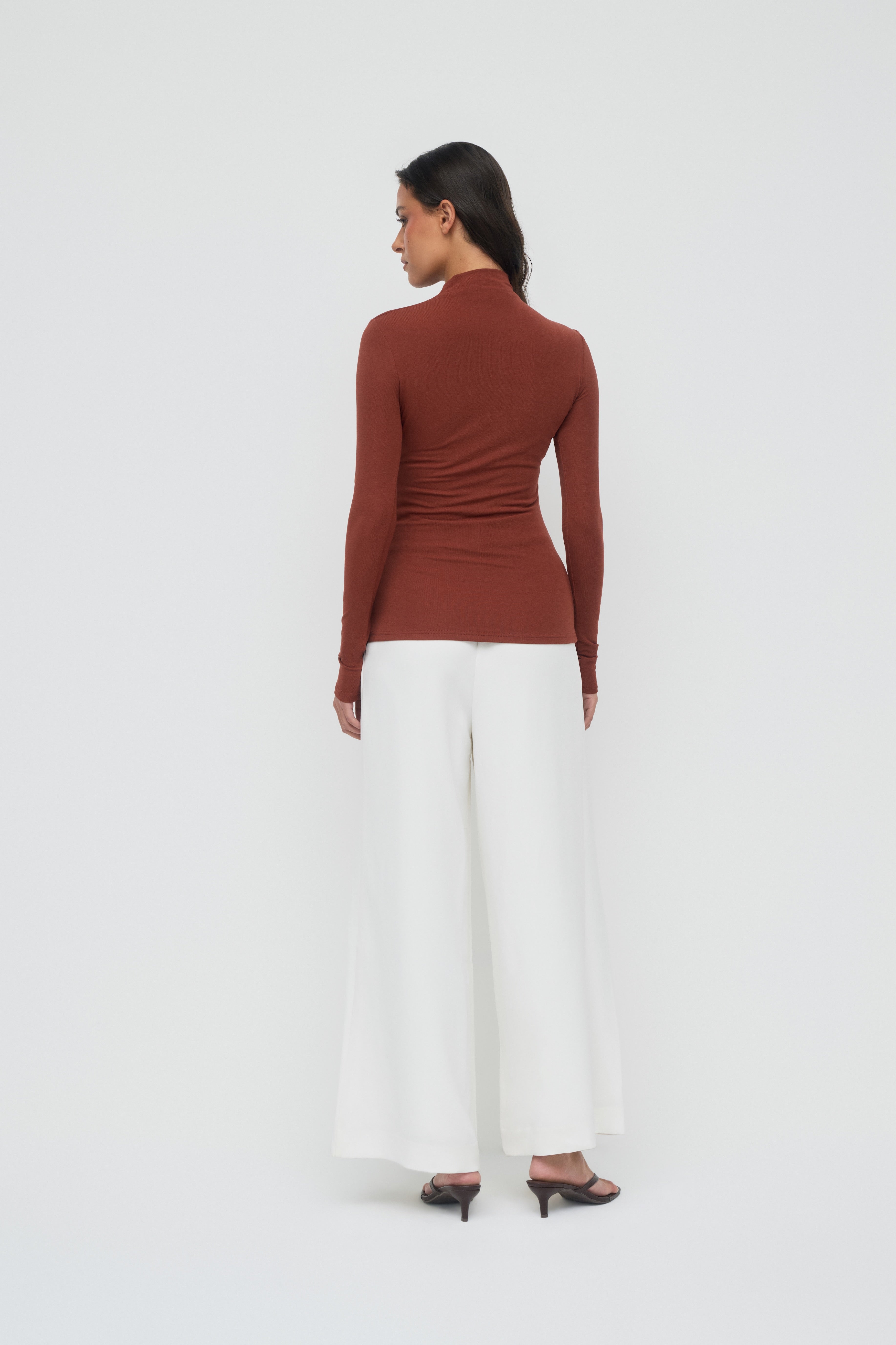Modal Ruched Top - Brick