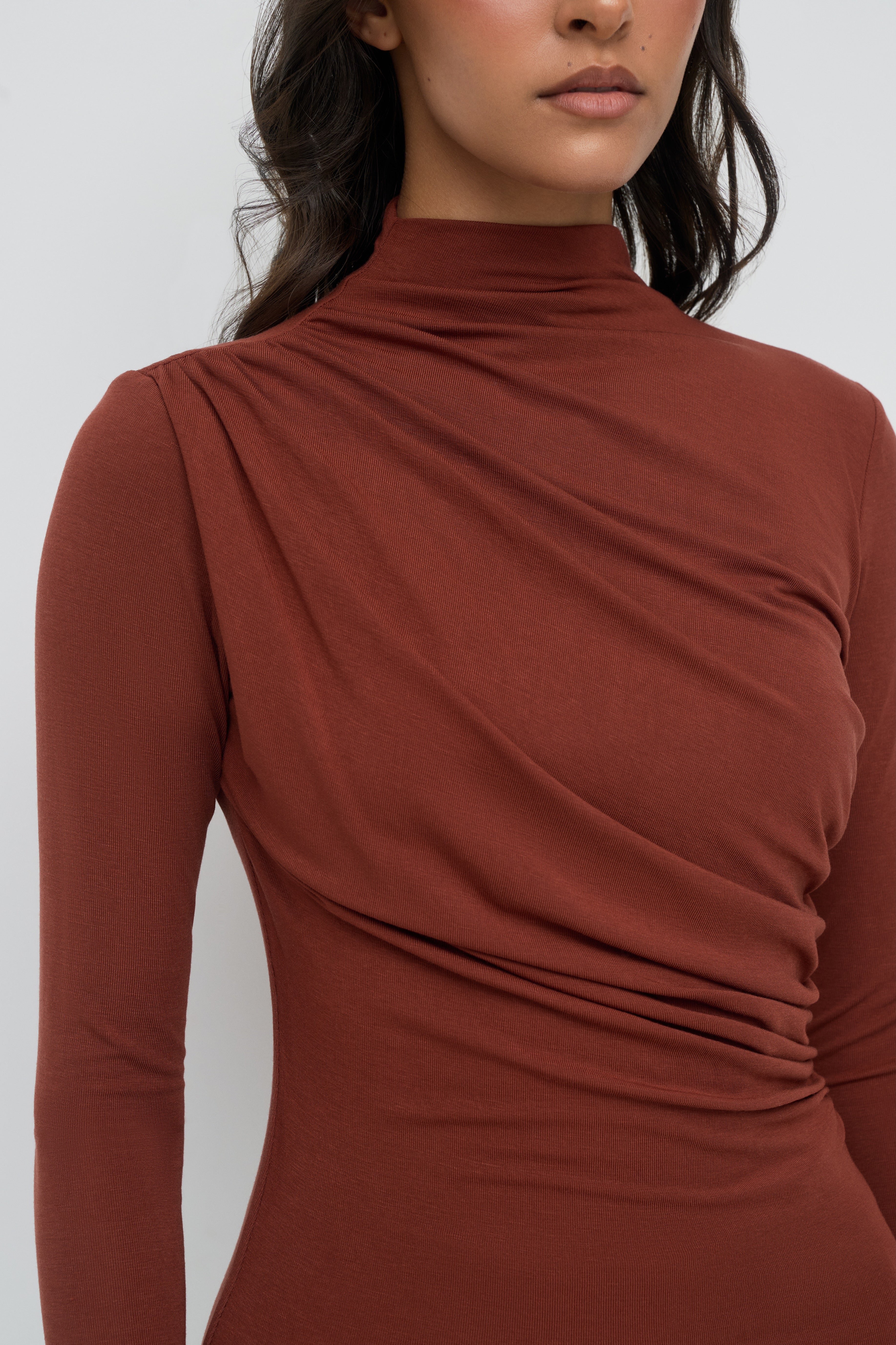 Modal Ruched Top - Brick
