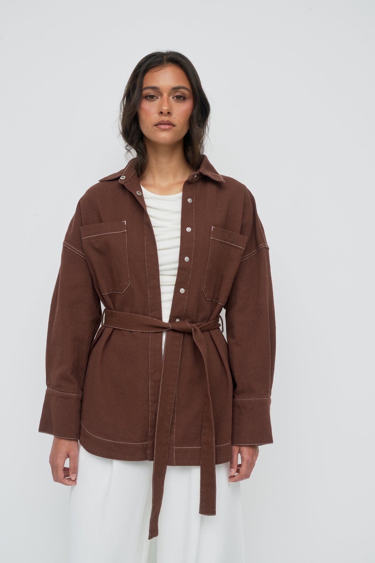 Denim Oversized Shirt - Espresso