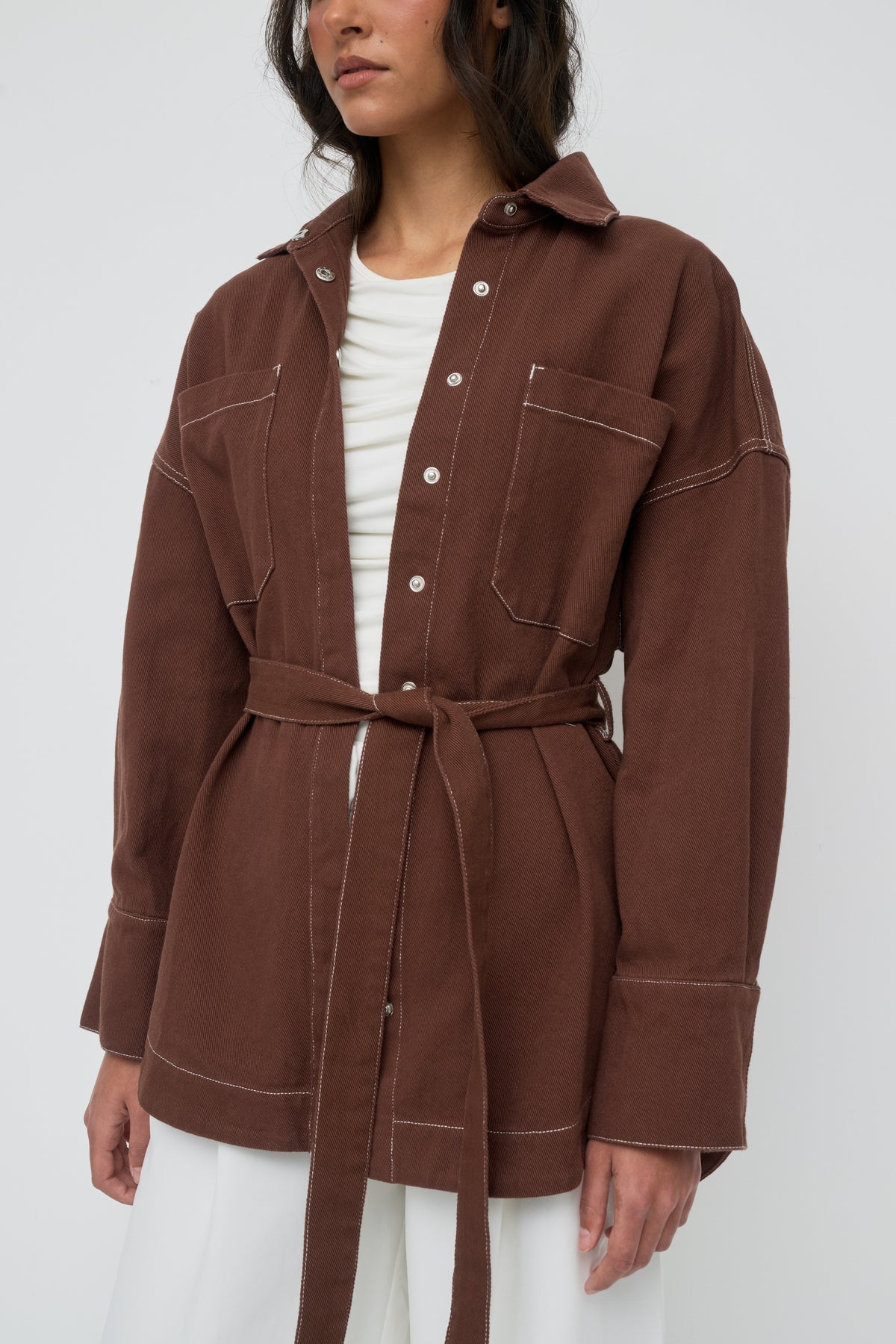 Denim Oversized Shirt - Espresso