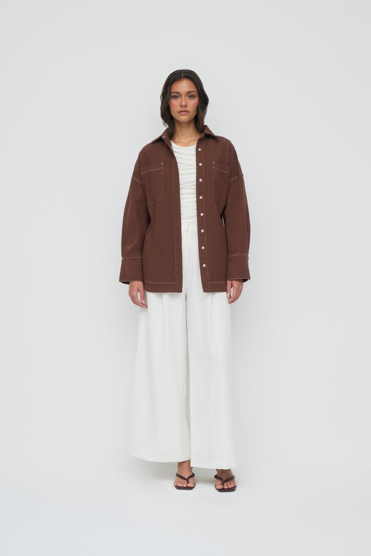 Denim Oversized Shirt - Espresso