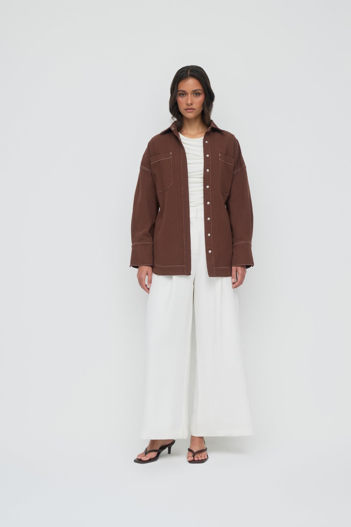 Denim Oversized Shirt - Espresso