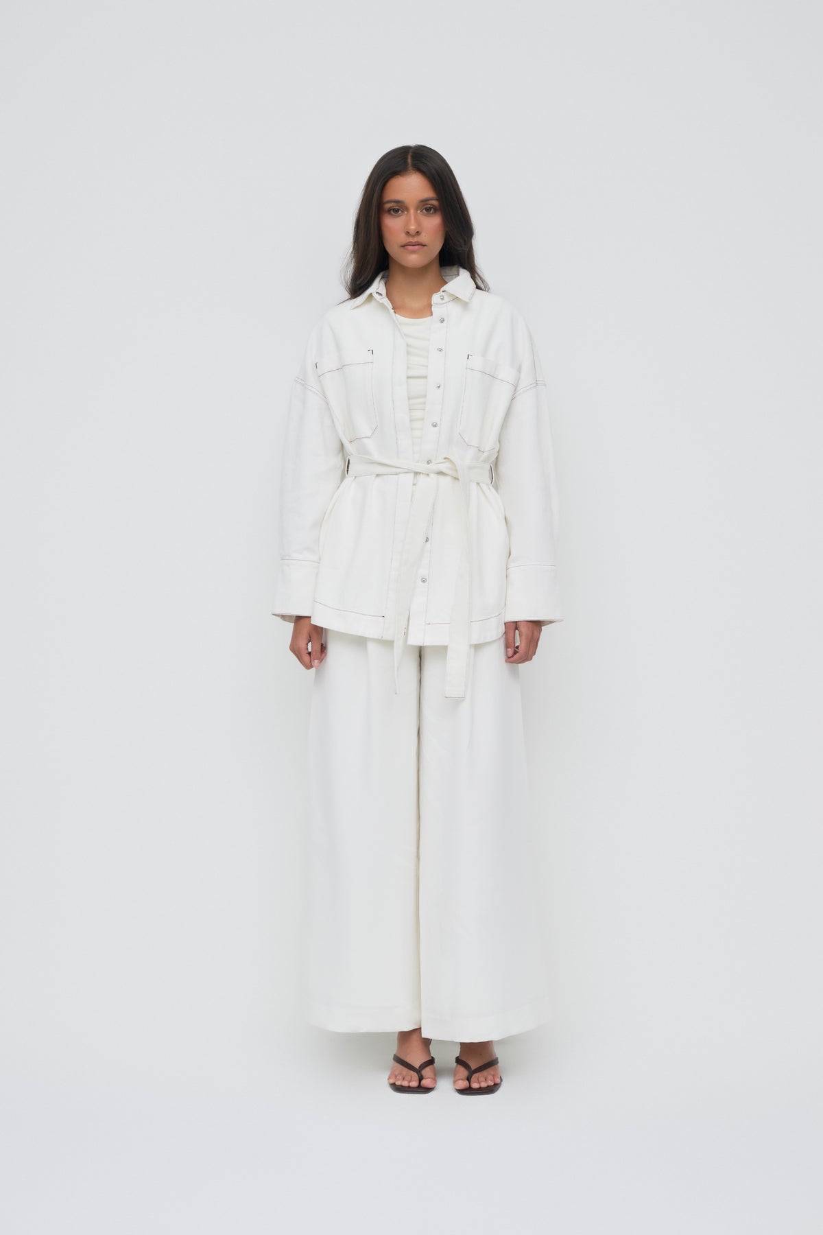 Denim Oversized Shirt - White