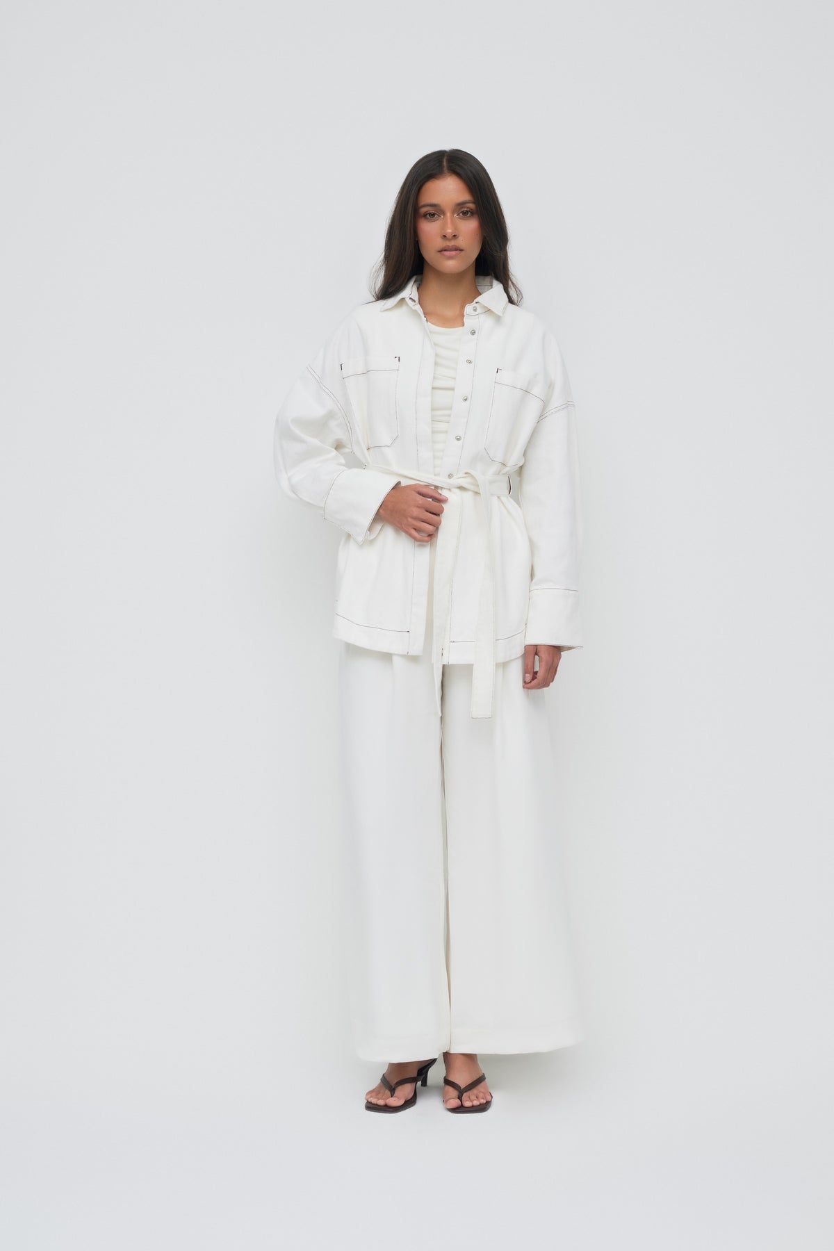 Denim Oversized Shirt - White