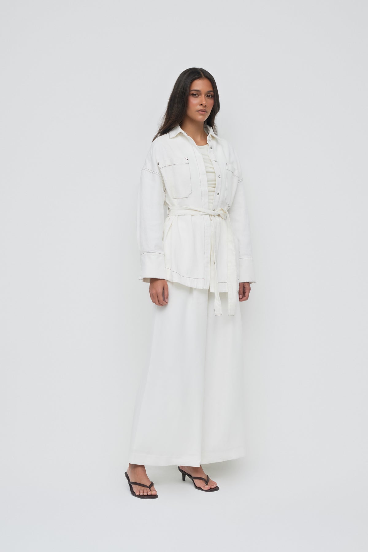 Denim Oversized Shirt - White