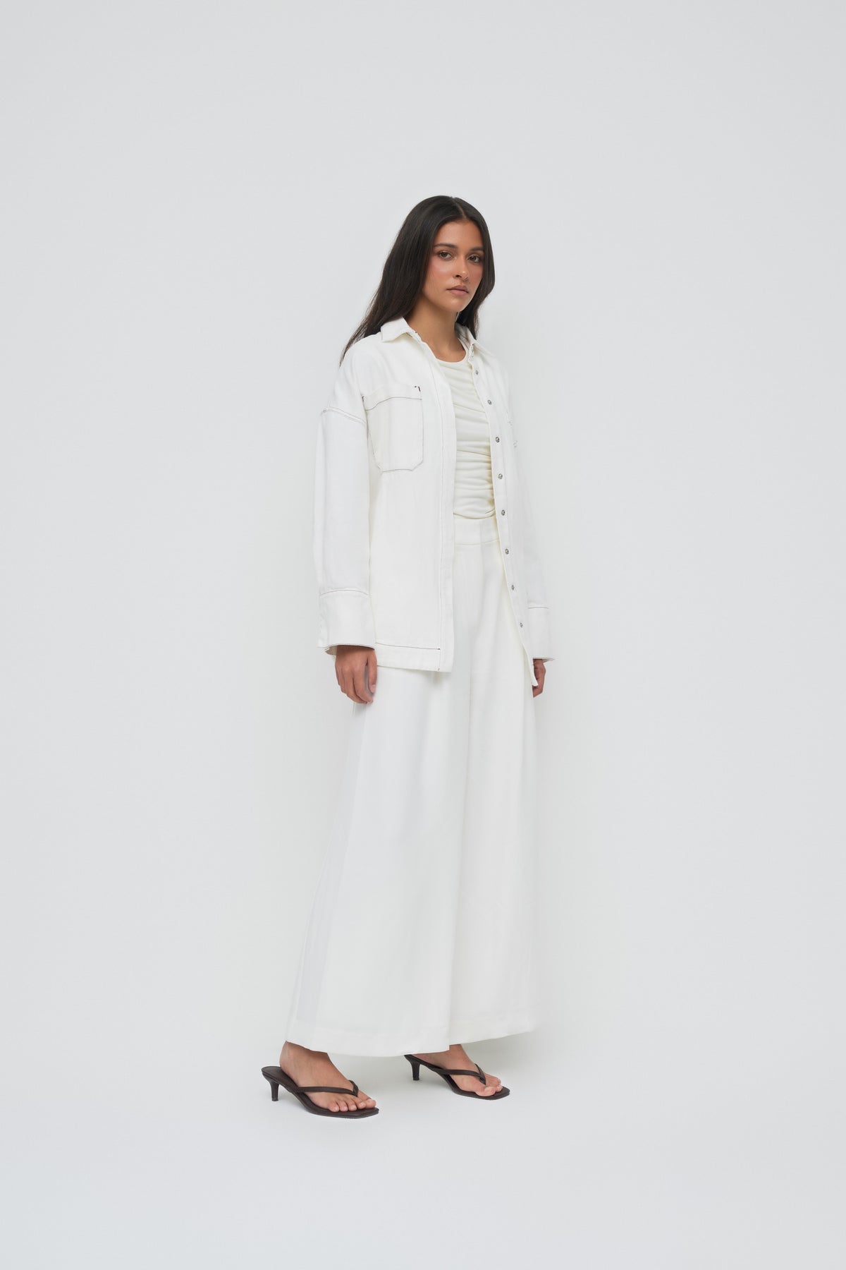 Denim Oversized Shirt - White