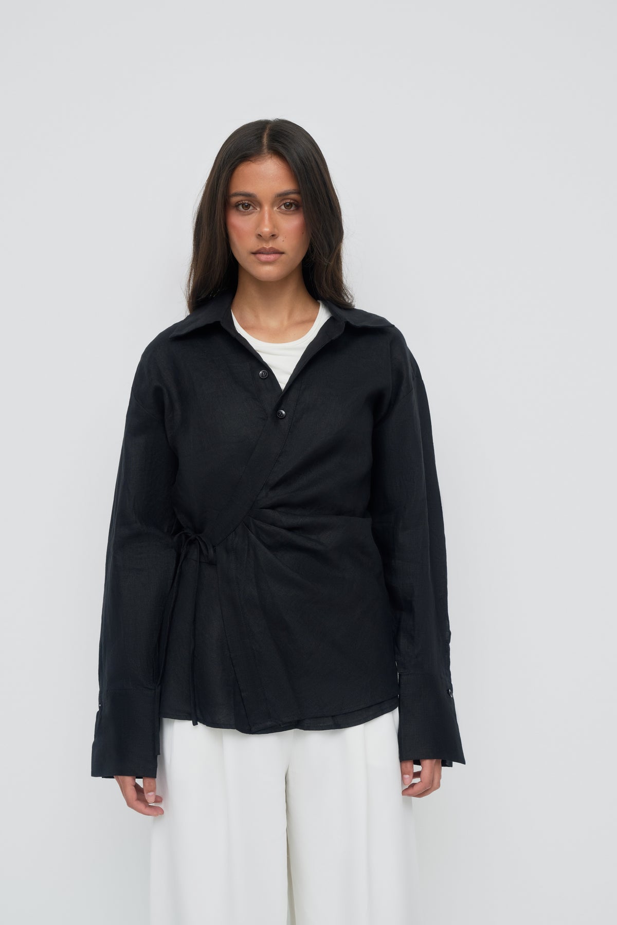 Siara Wrap Shirt - Midnight Black