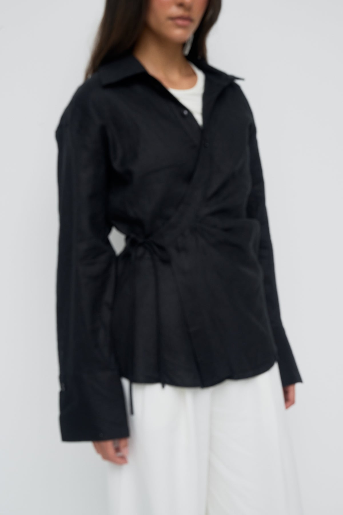 Siara Wrap Shirt - Midnight Black