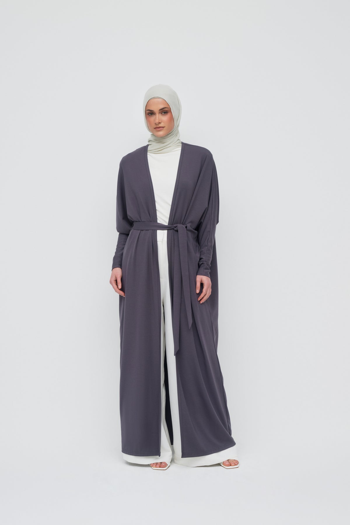 Modal Batwing Tie Abaya - Washed Indigo