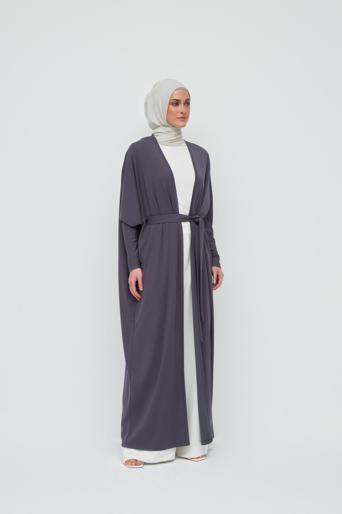 Modal Batwing Tie Abaya - Washed Indigo