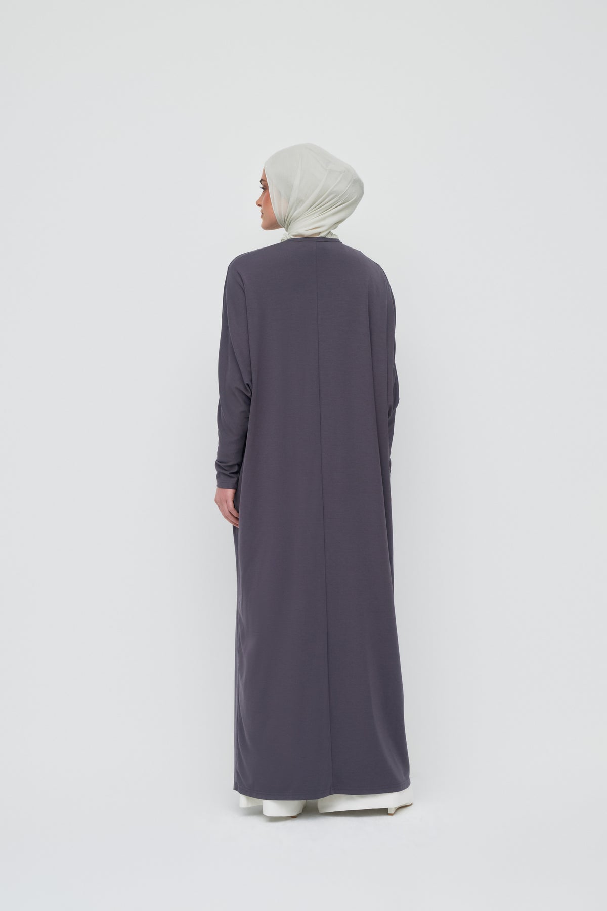 Modal Batwing Tie Abaya - Washed Indigo