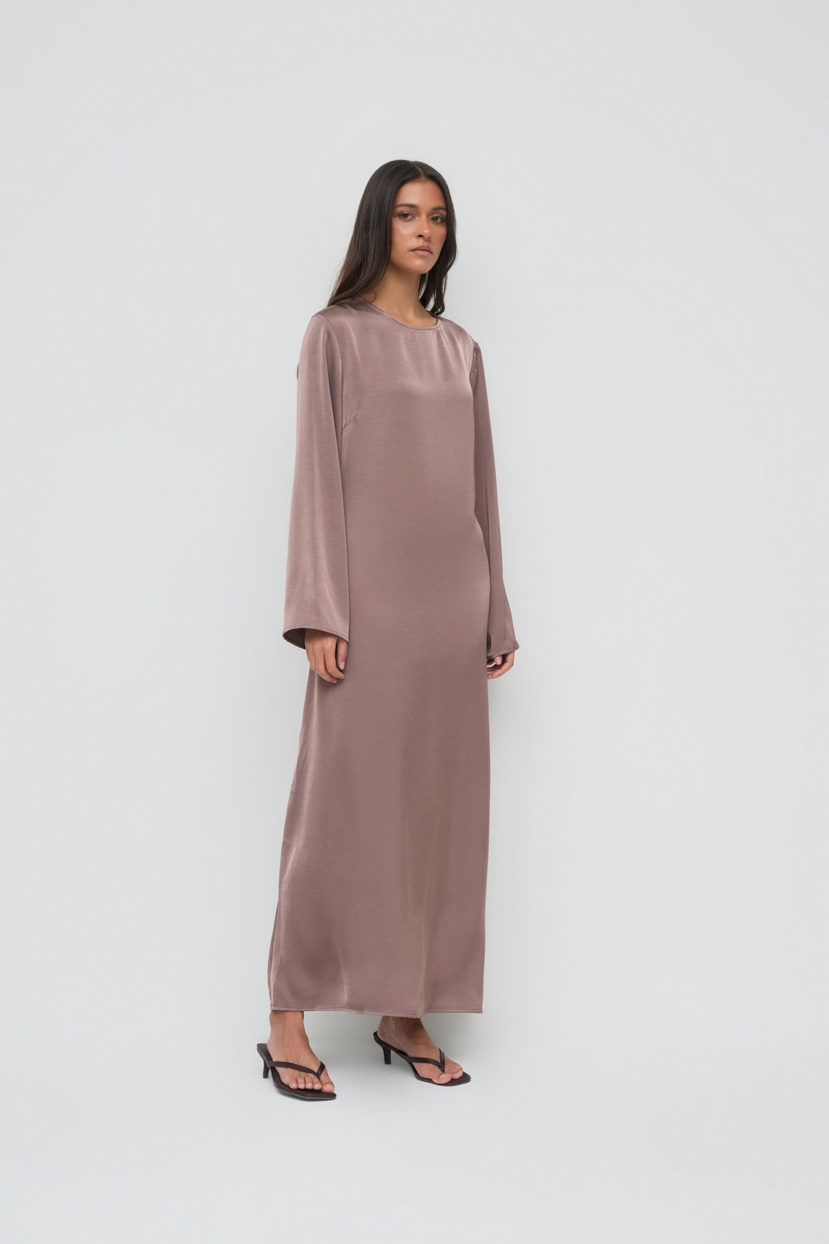 Saylor Satin Slip Dress - Mocha