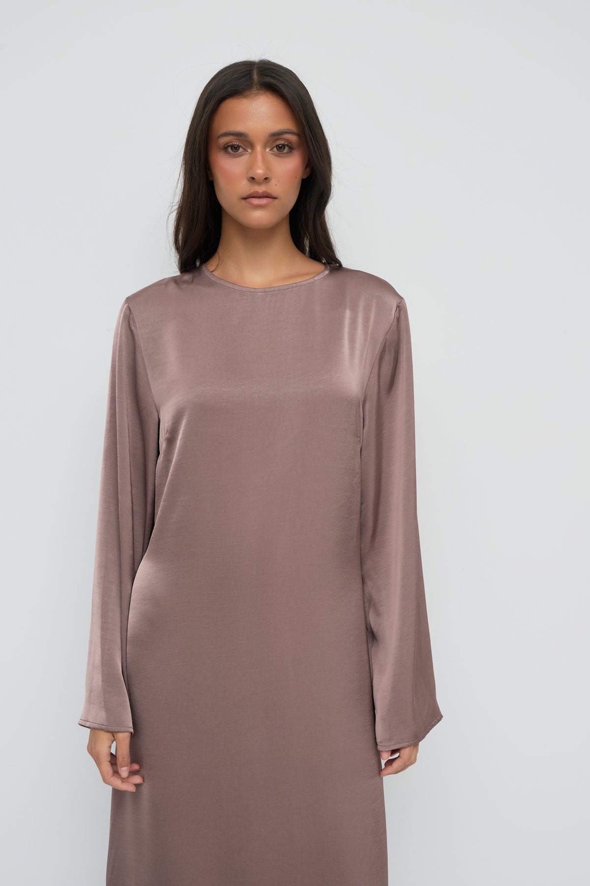 Saylor Satin Slip Dress - Mocha