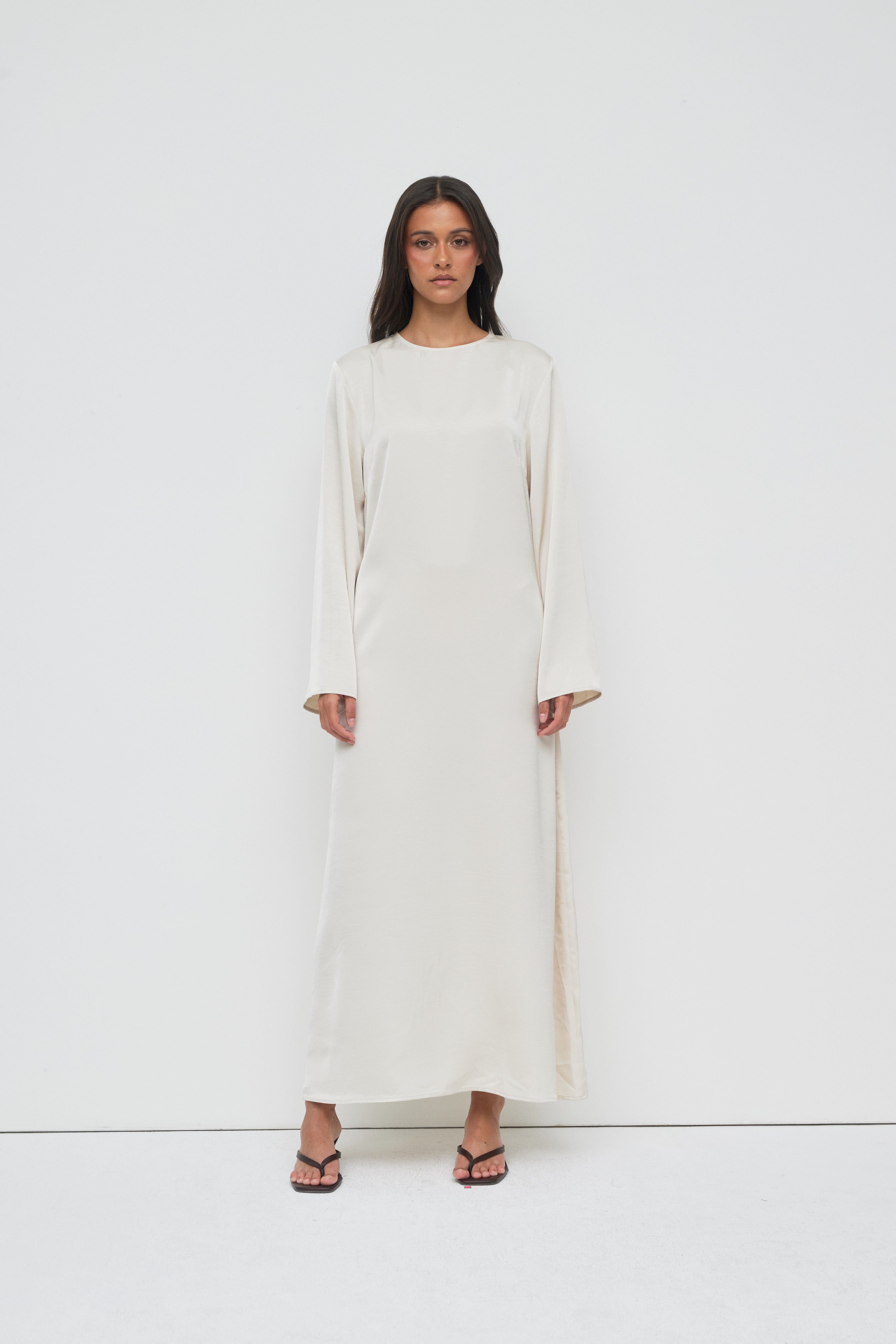 Saylor Satin Slip Dress - Oyster