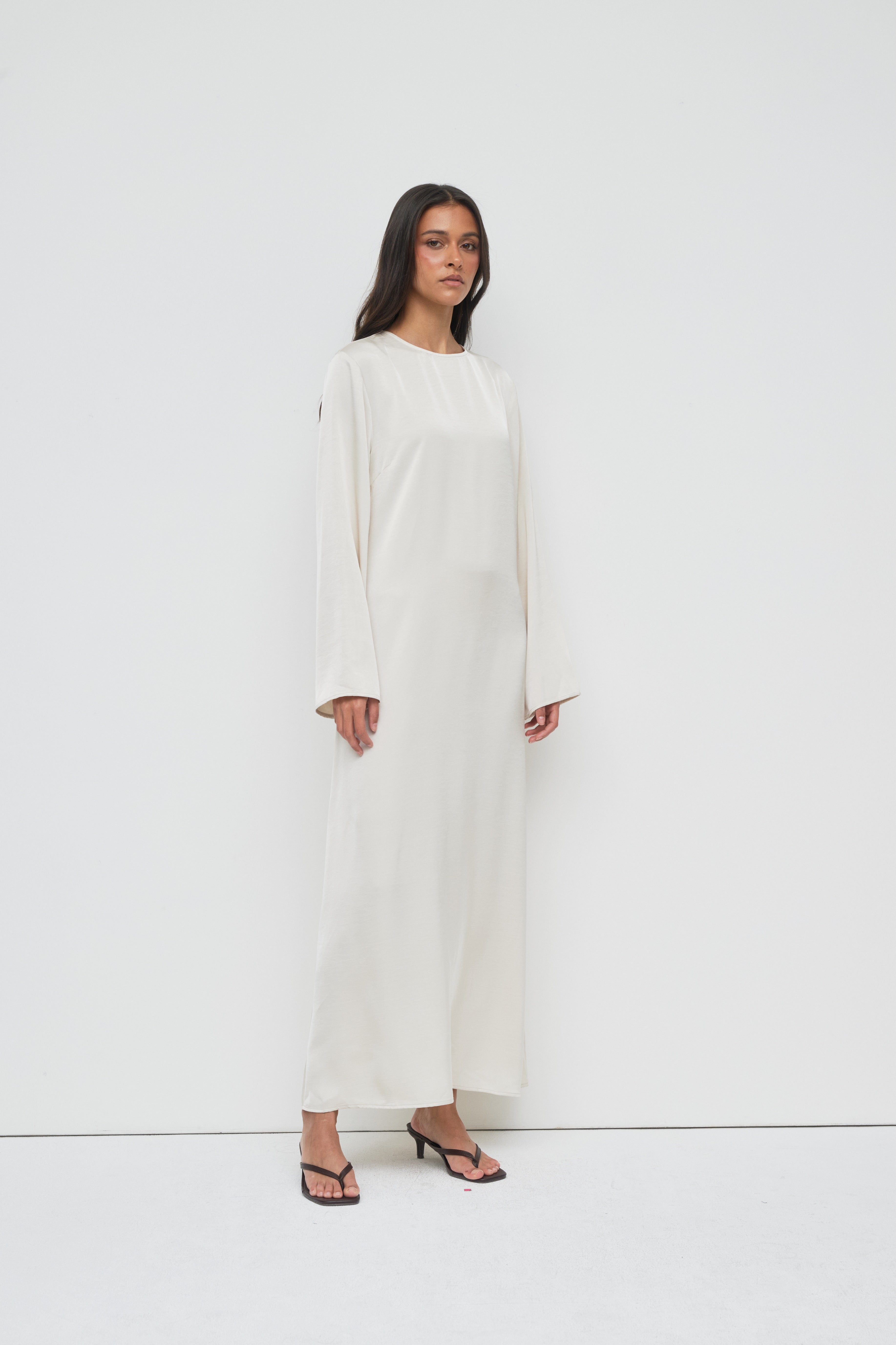 Saylor Satin Slip Dress - Oyster