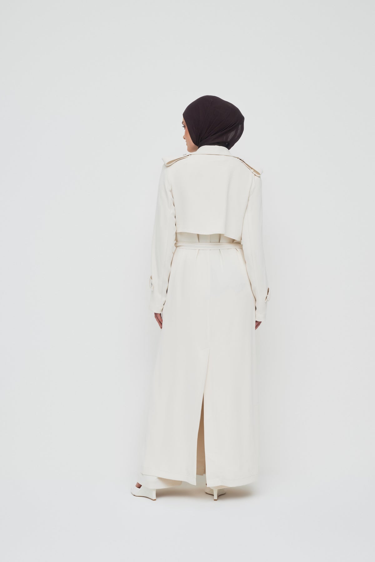 Giselle Crepe Trench Coat - Ivory