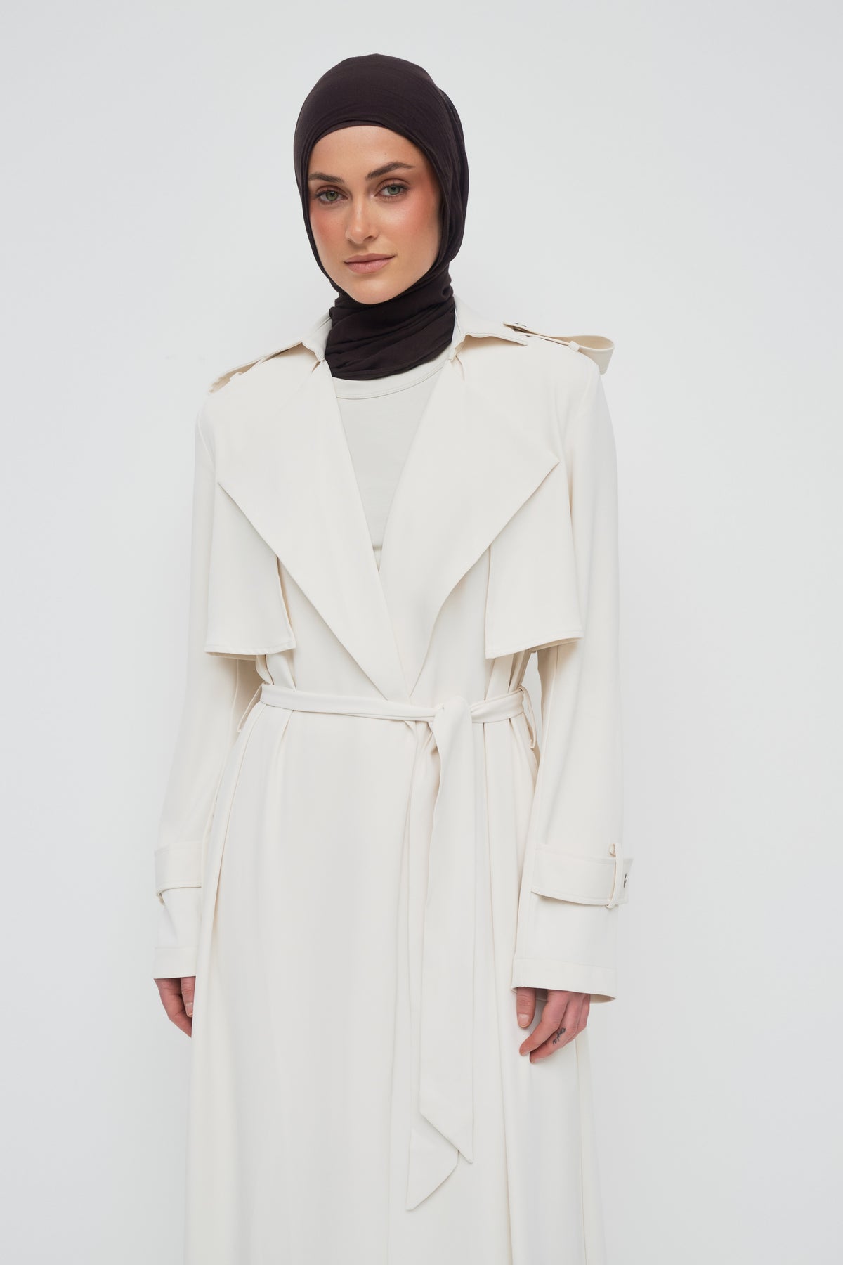 Giselle Crepe Trench Coat - Ivory