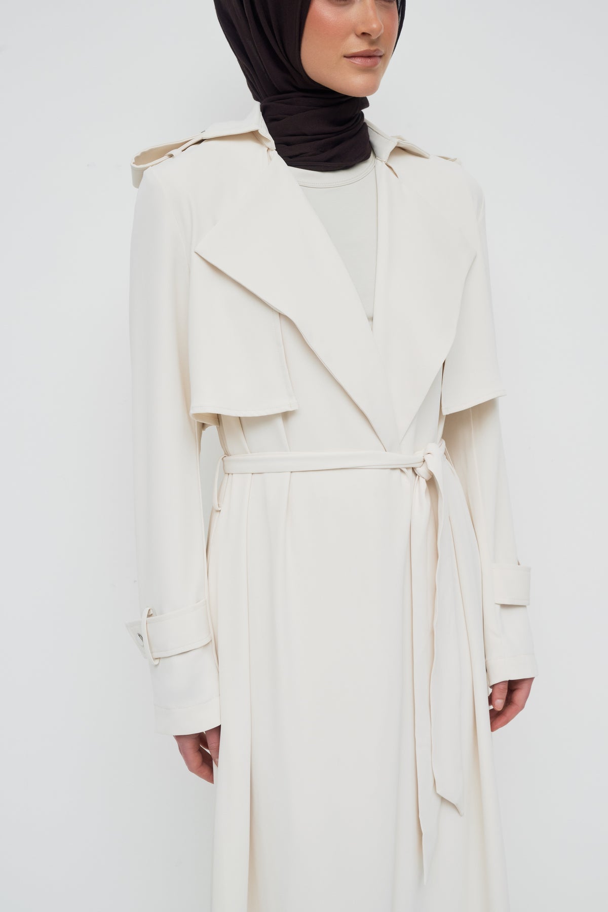 Giselle Crepe Trench Coat - Ivory