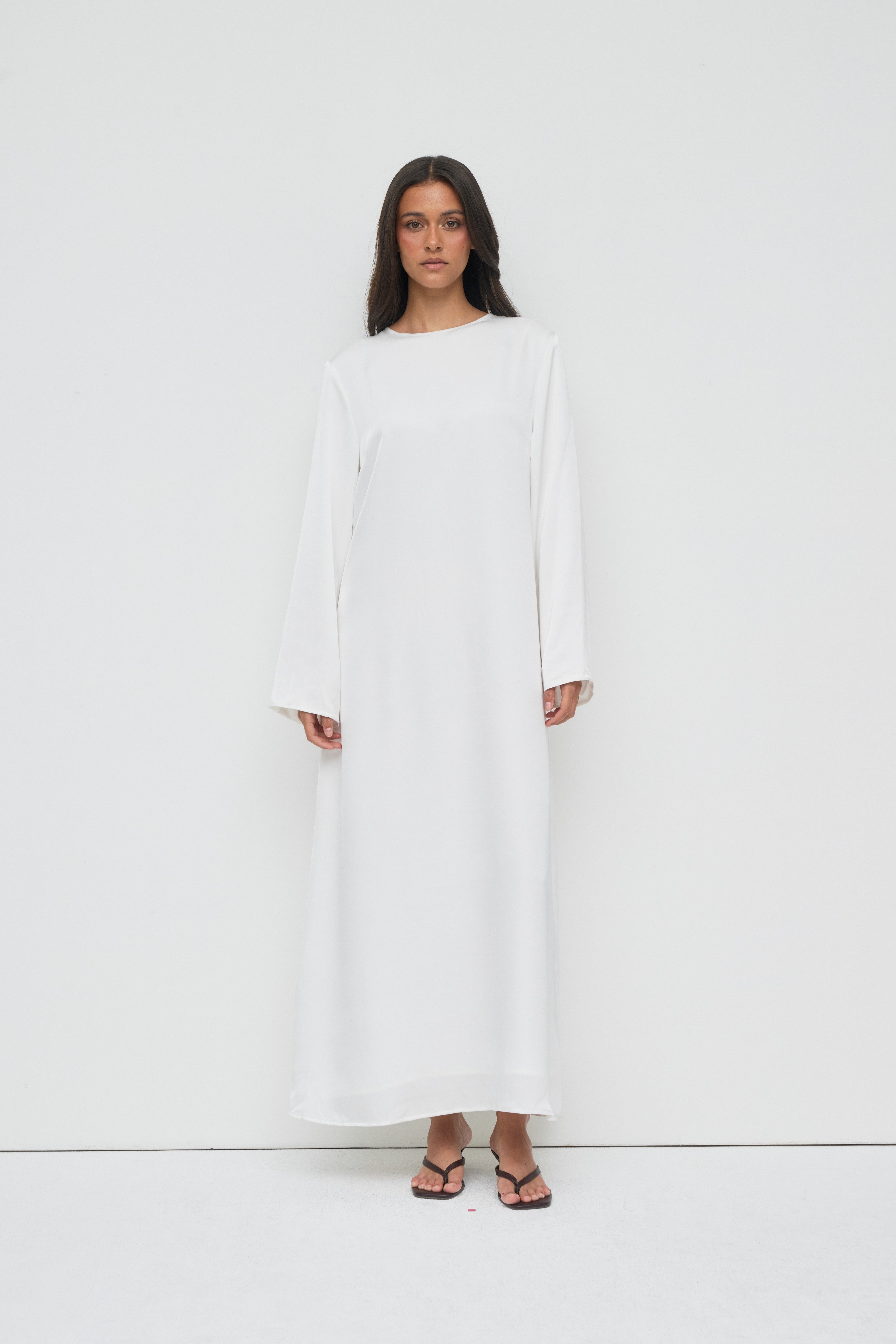 Saylor Satin Slip Dress - White
