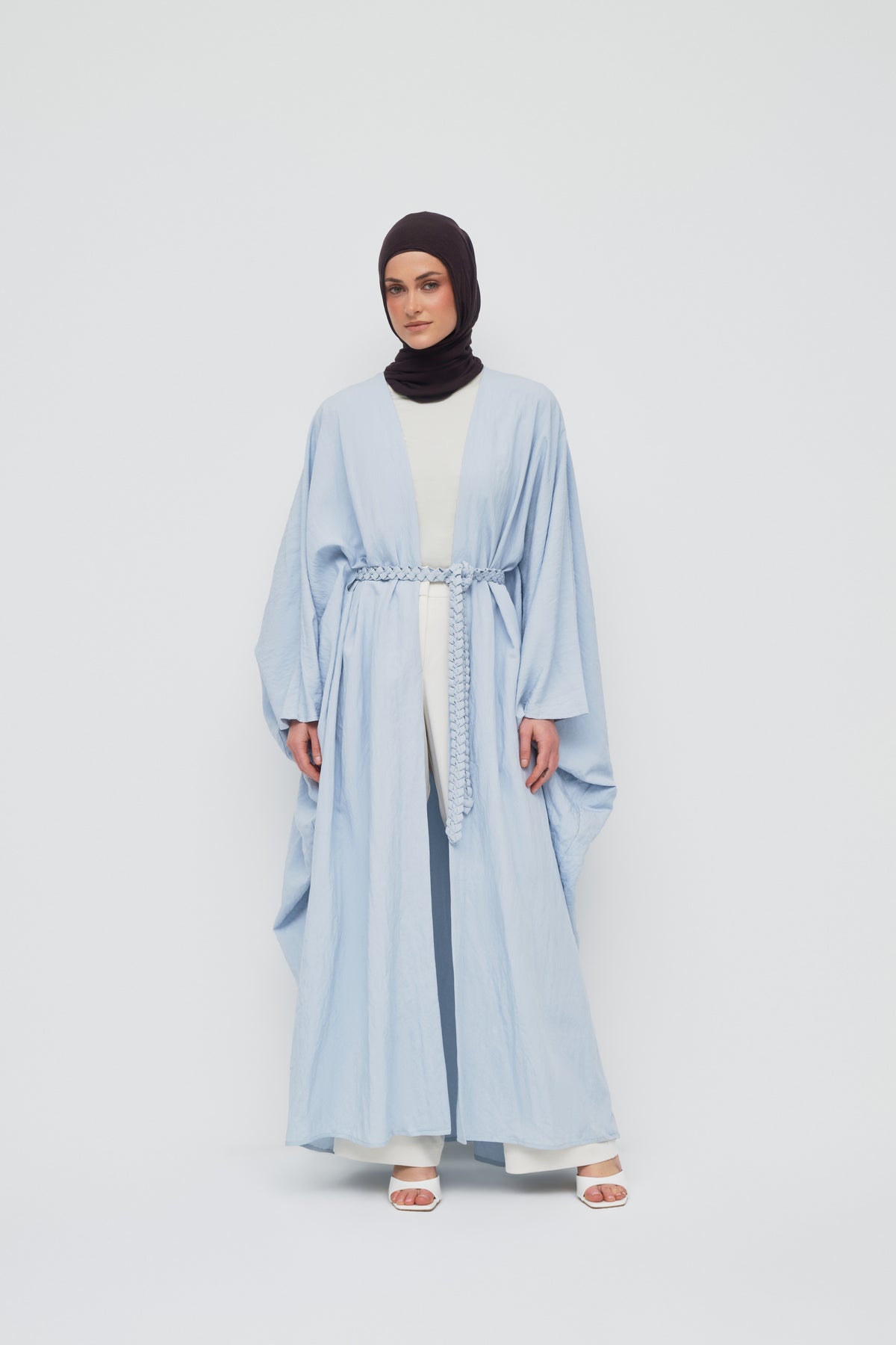 Noor Batwing Open Abaya - Breeze Blue