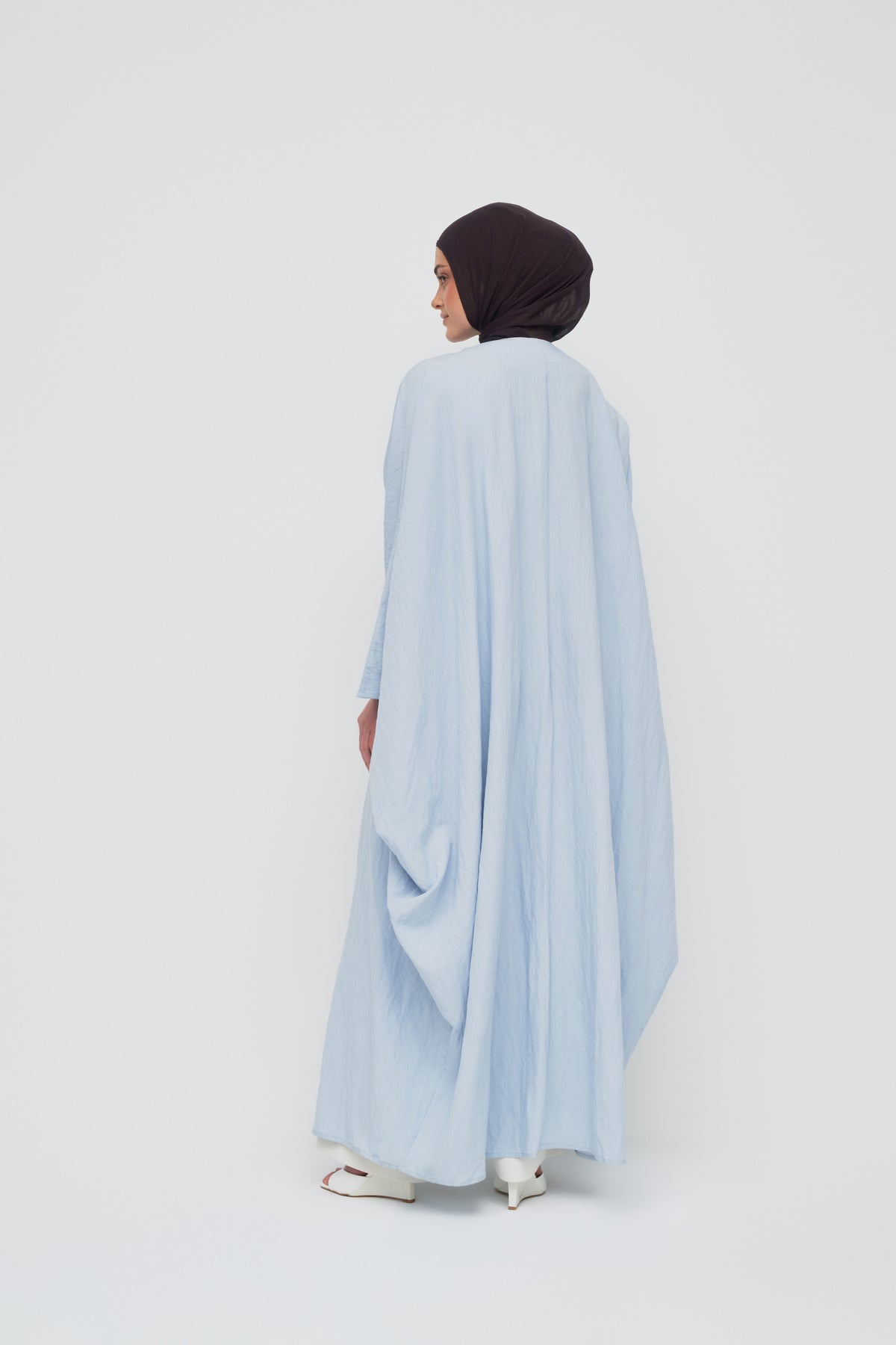 Noor Batwing Open Abaya - Breeze Blue