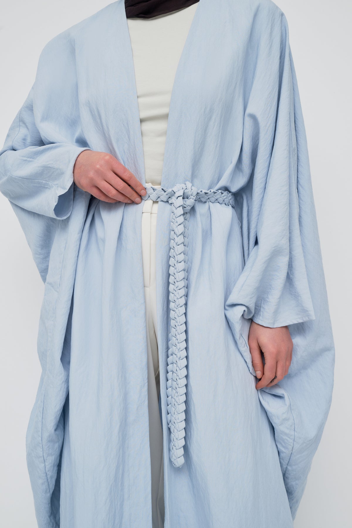 Noor Batwing Open Abaya - Breeze Blue