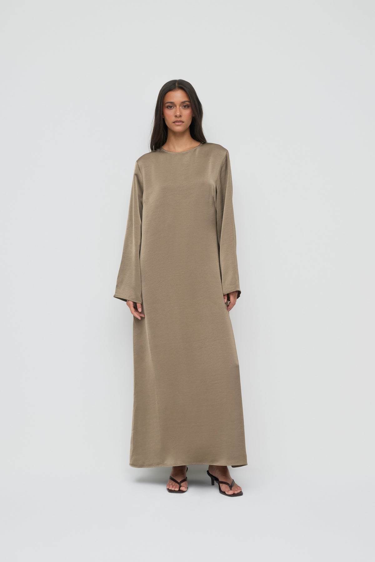 Saylor Satin Slip Dress - Dark Taupe