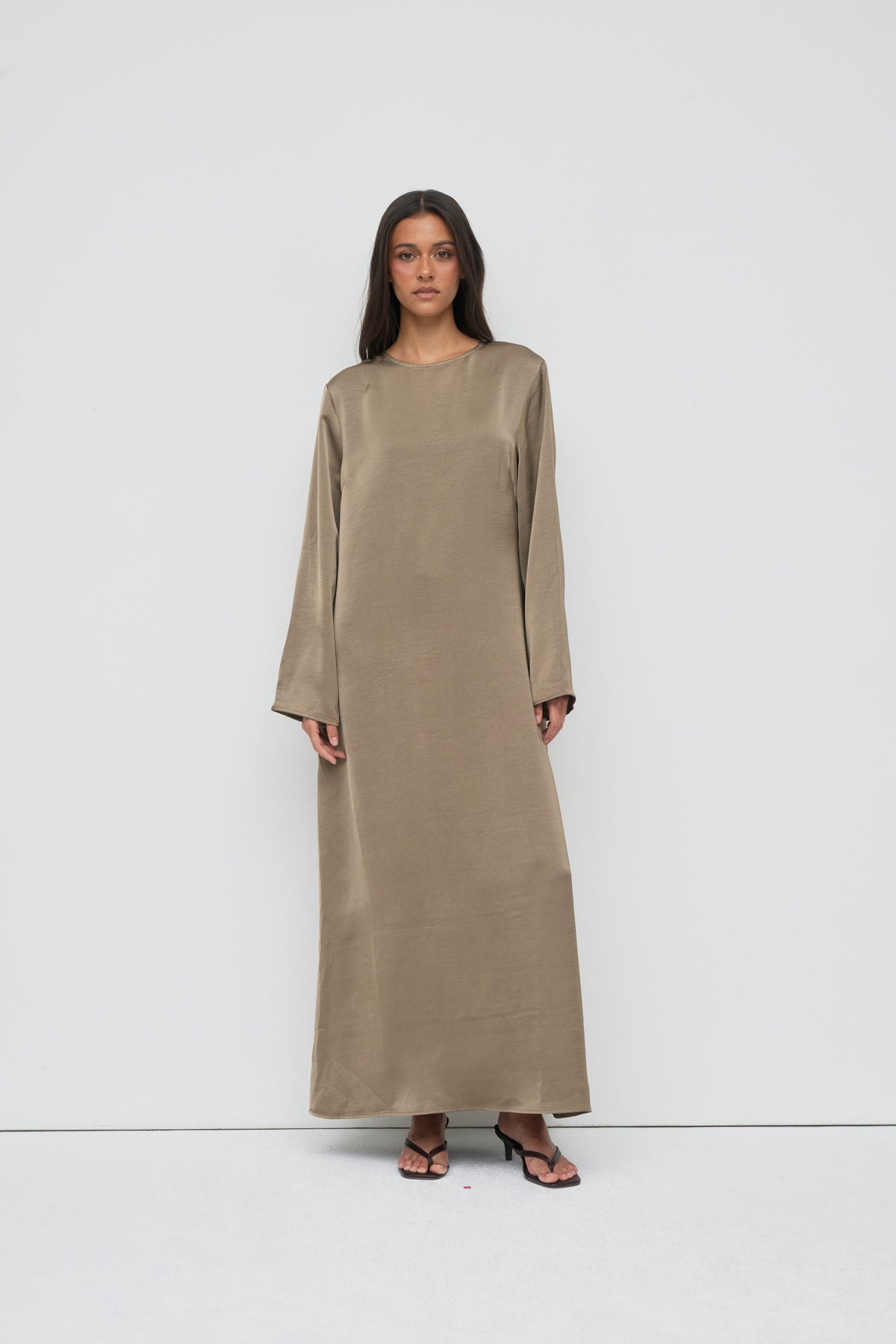 Saylor Satin Slip Dress - Dark Taupe