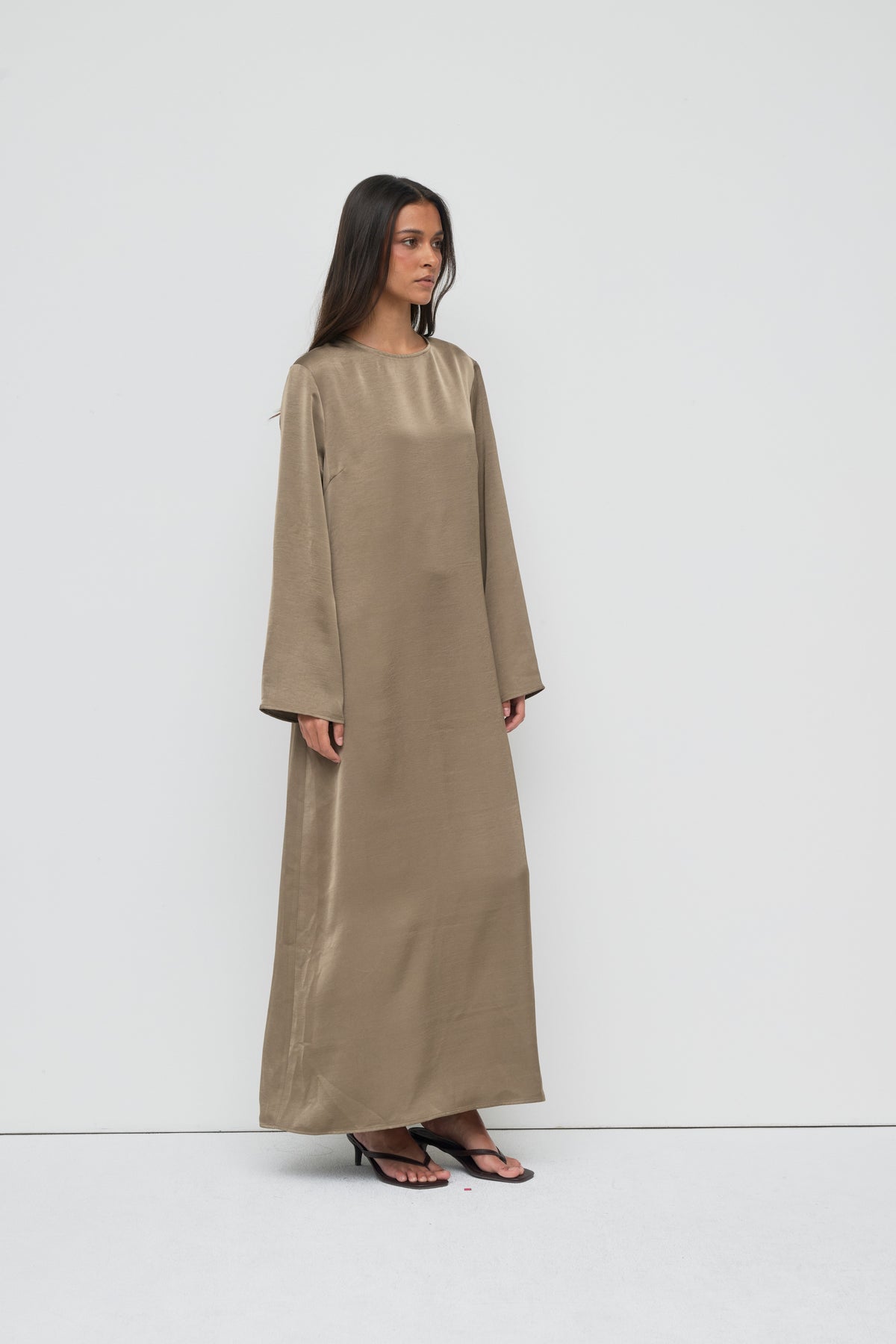 Saylor Satin Slip Dress - Dark Taupe
