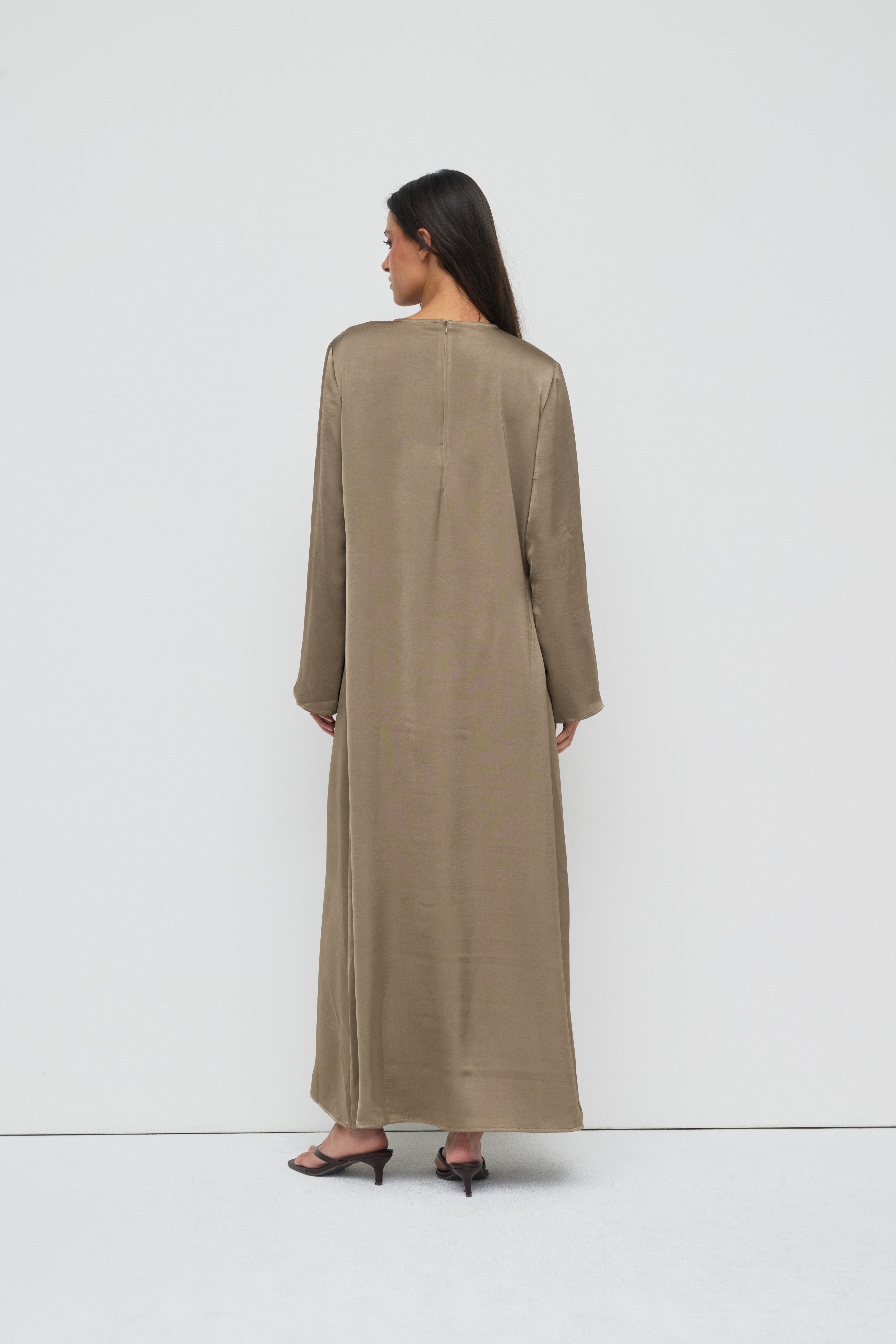Saylor Satin Slip Dress - Dark Taupe