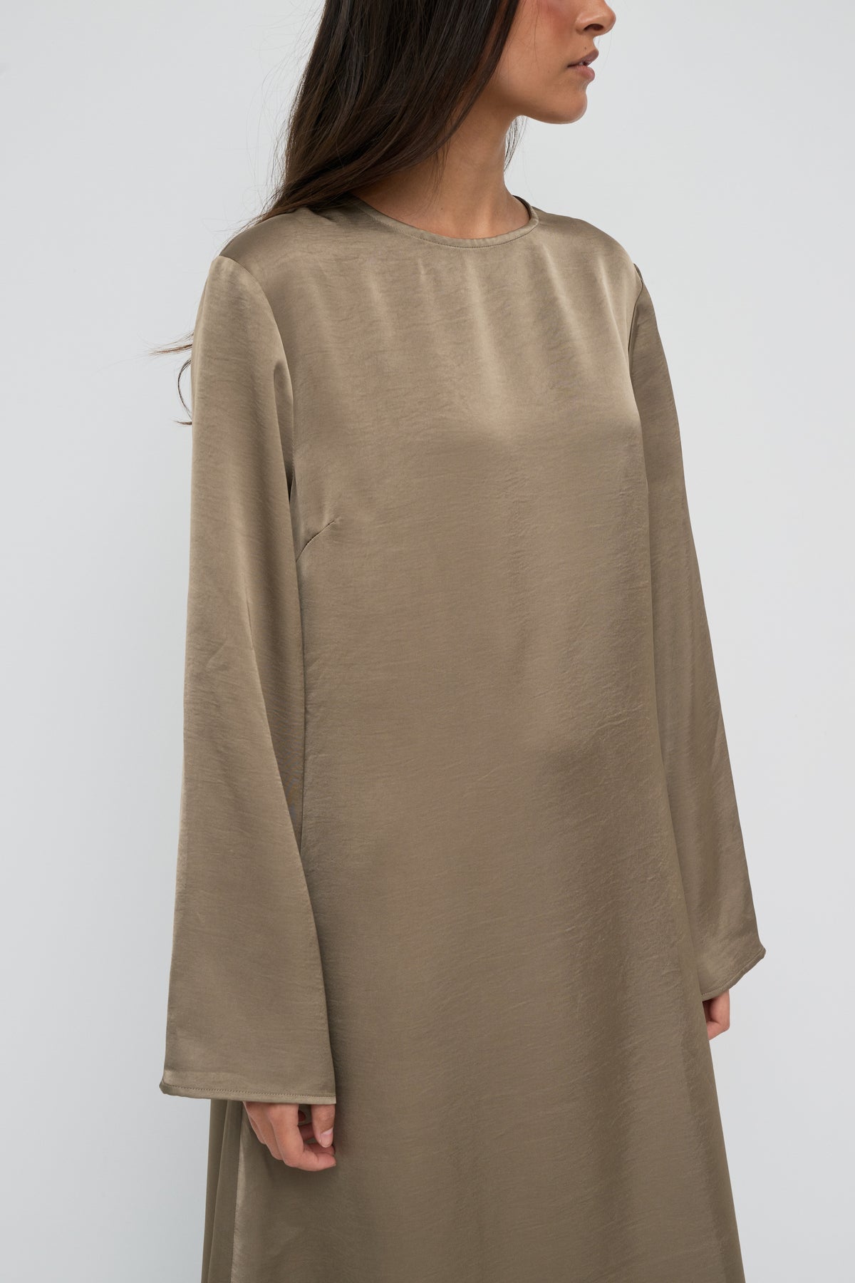 Saylor Satin Slip Dress - Dark Taupe