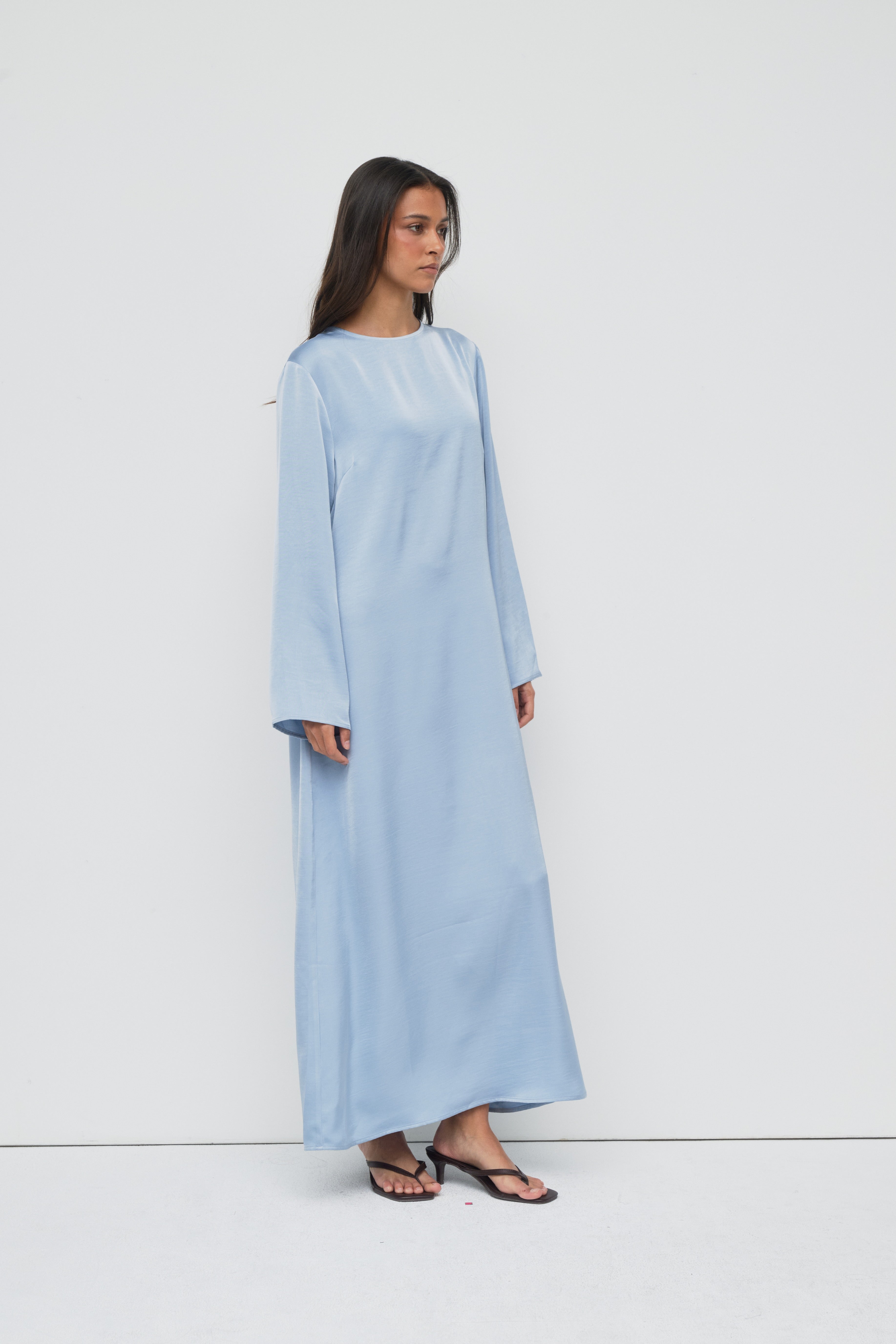 Saylor Satin Slip Dress - Blue