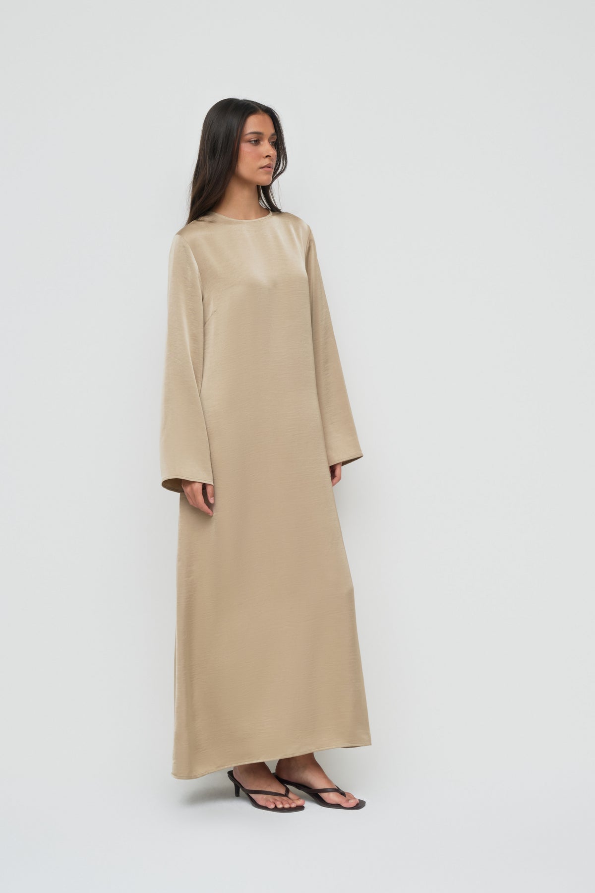 Saylor Satin Slip Dress - Earl Grey