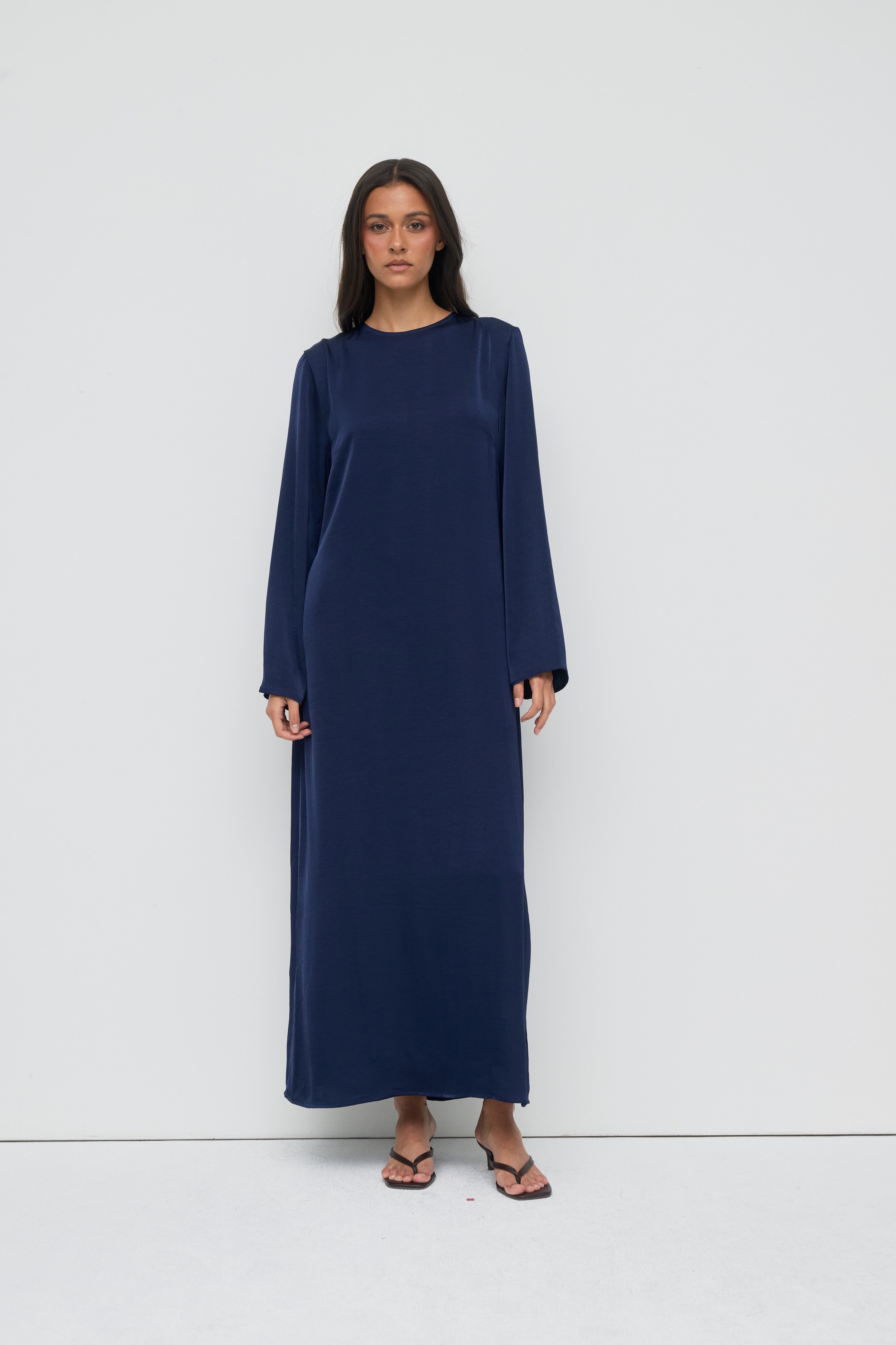 Saylor Satin Slip Dress - Navy