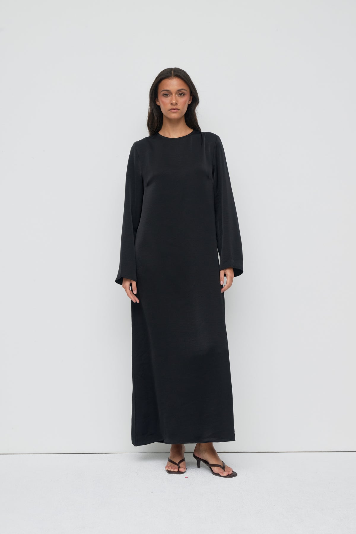 Saylor Satin Slip Dress - Black